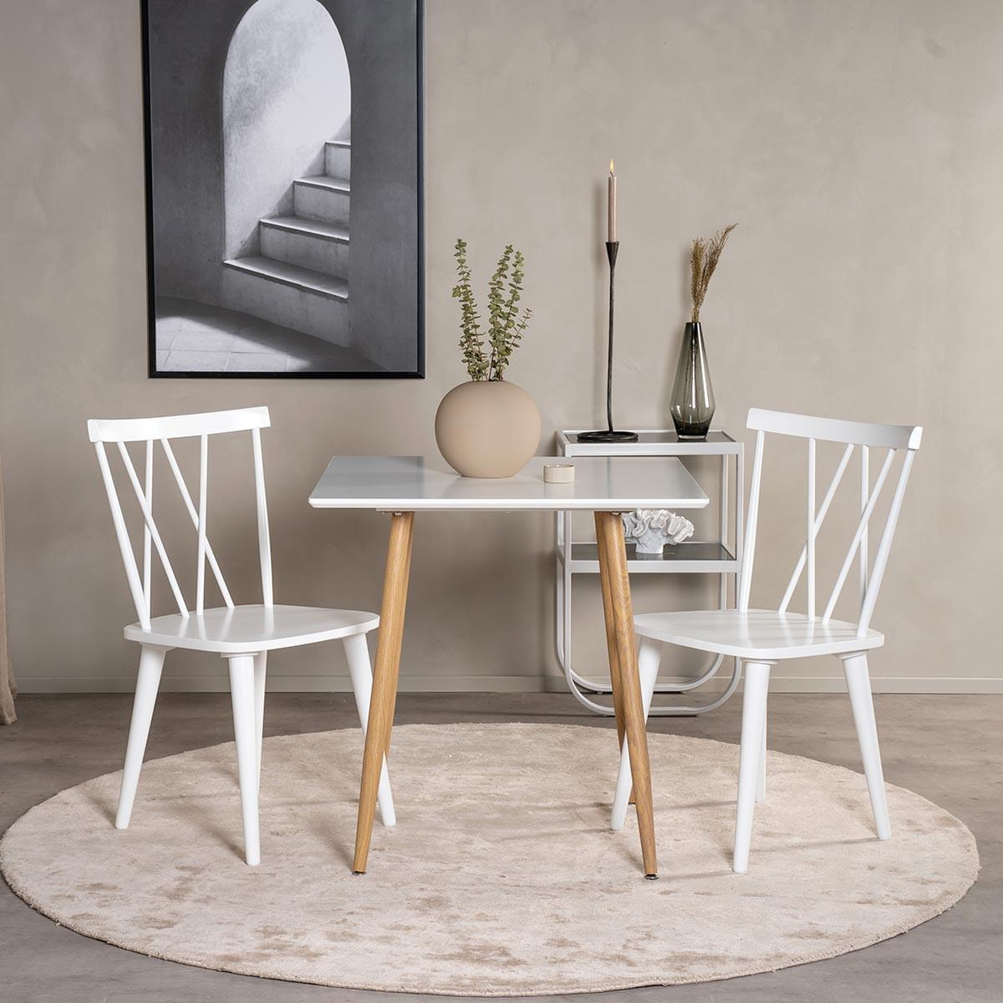 Voir la diapositive 2 : Paris Prix Table à manger  polar  75cm blanc & naturel