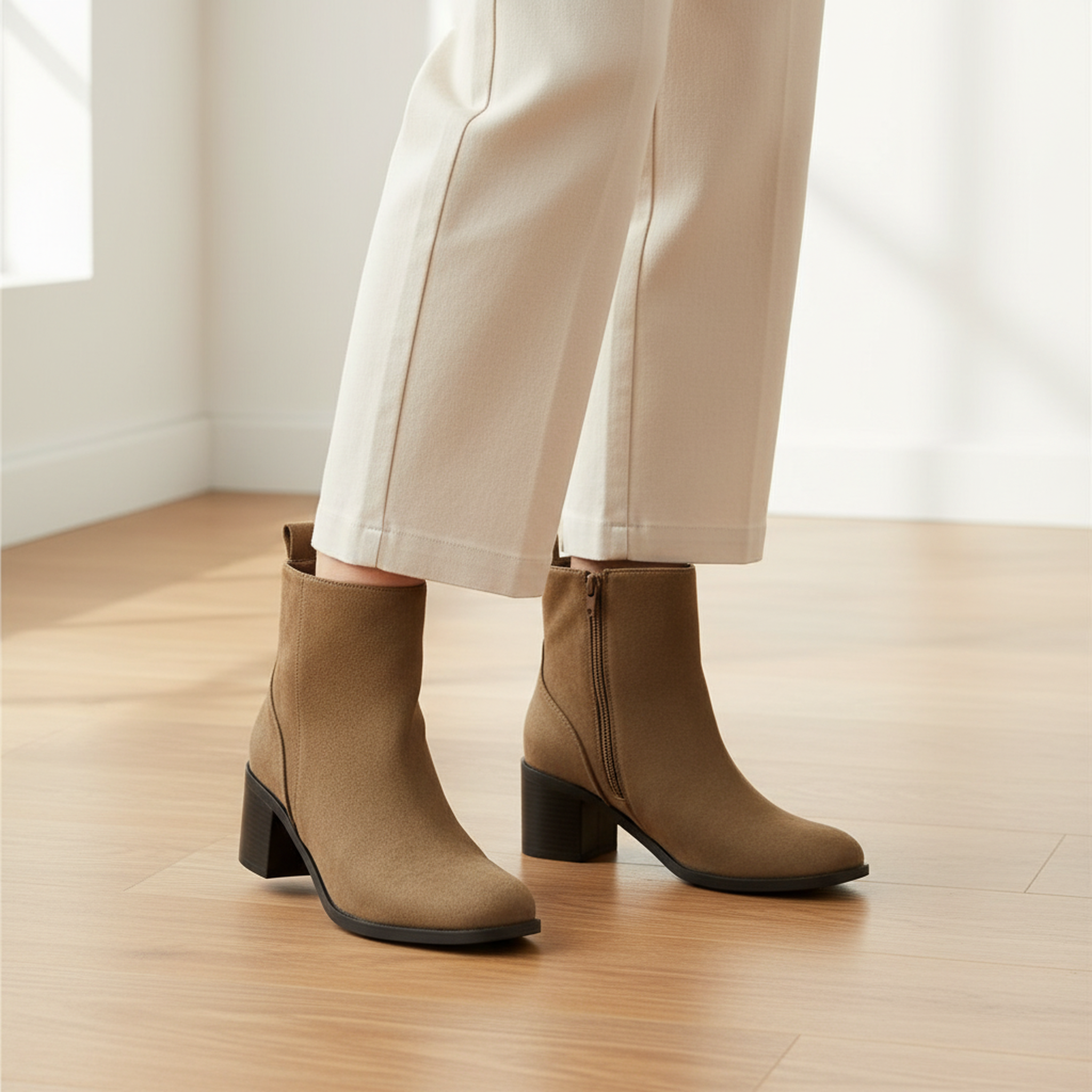 Voir la diapositive 2 : OZABI Ozabi bottines femme suédine zippée talon bloc 5 cm bout arrondi