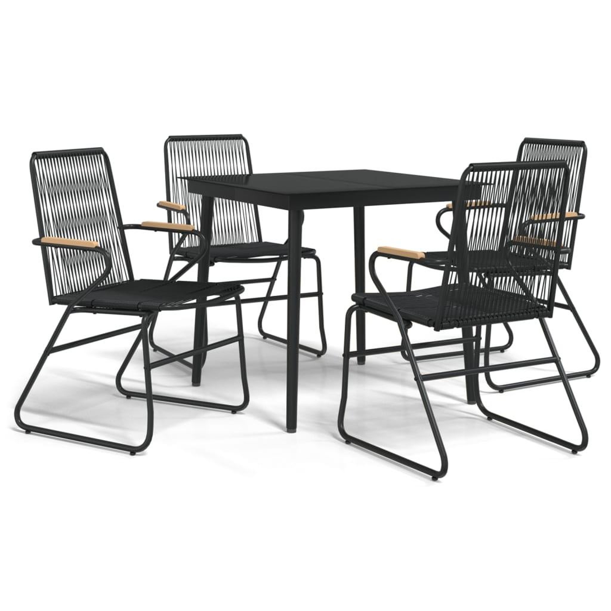 Voir la diapositive 2 : VIDAXL Ensemble a manger de jardin 5 pcs Noir Rotin PVC