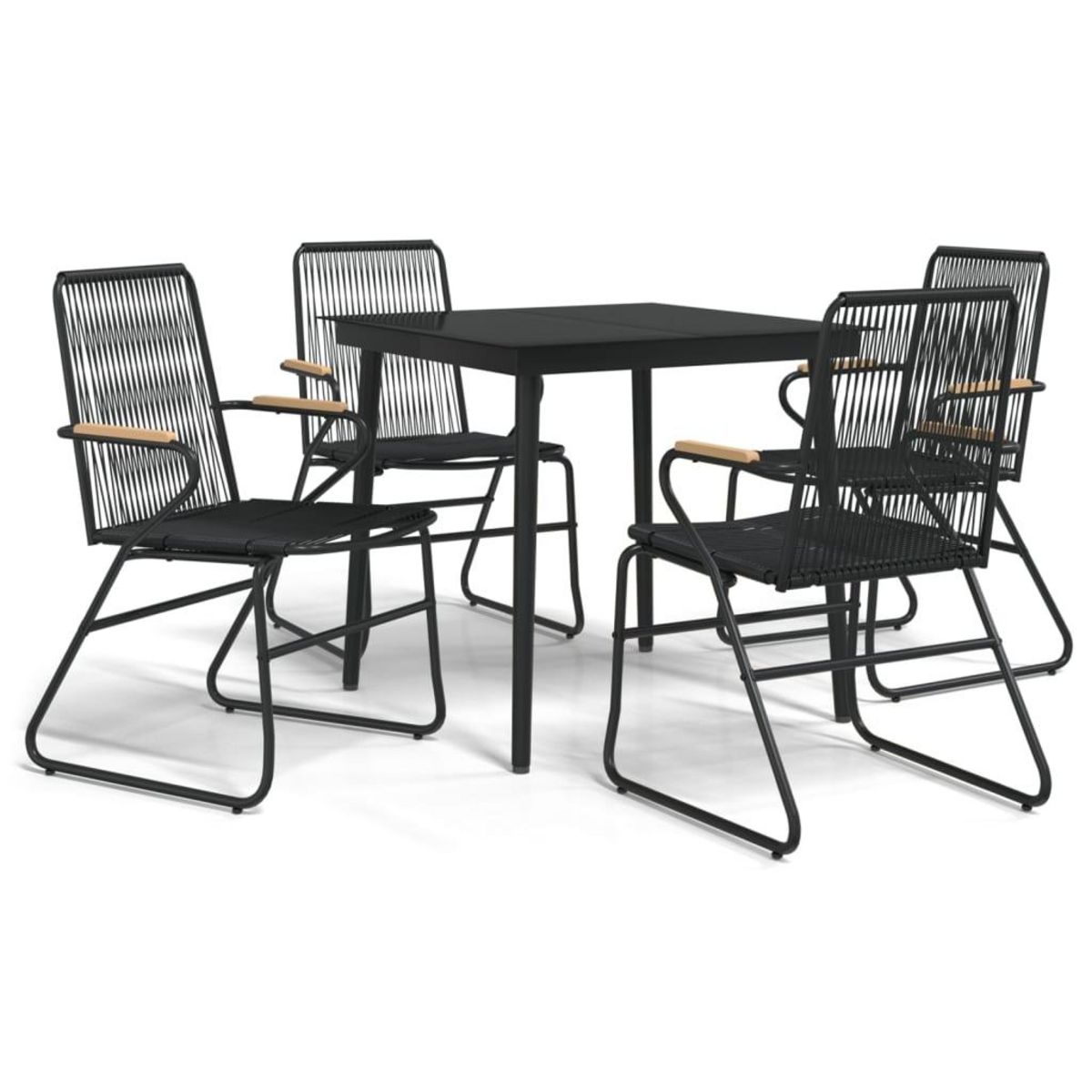 VIDAXL Ensemble a manger de jardin 5 pcs Noir Rotin PVC