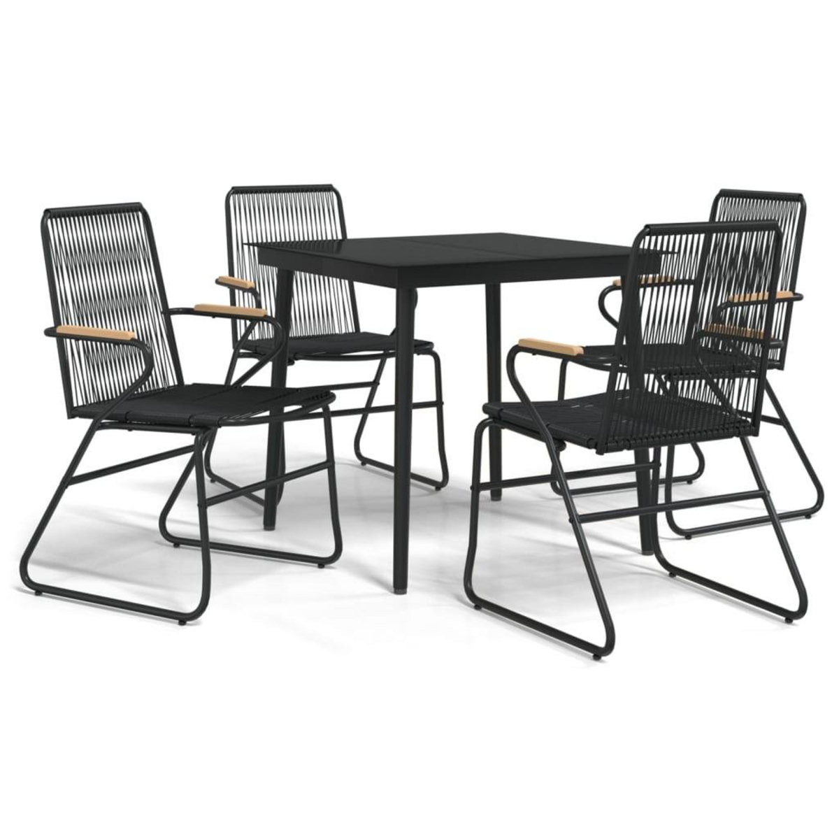VIDAXL Ensemble a manger de jardin 5 pcs Noir Rotin PVC