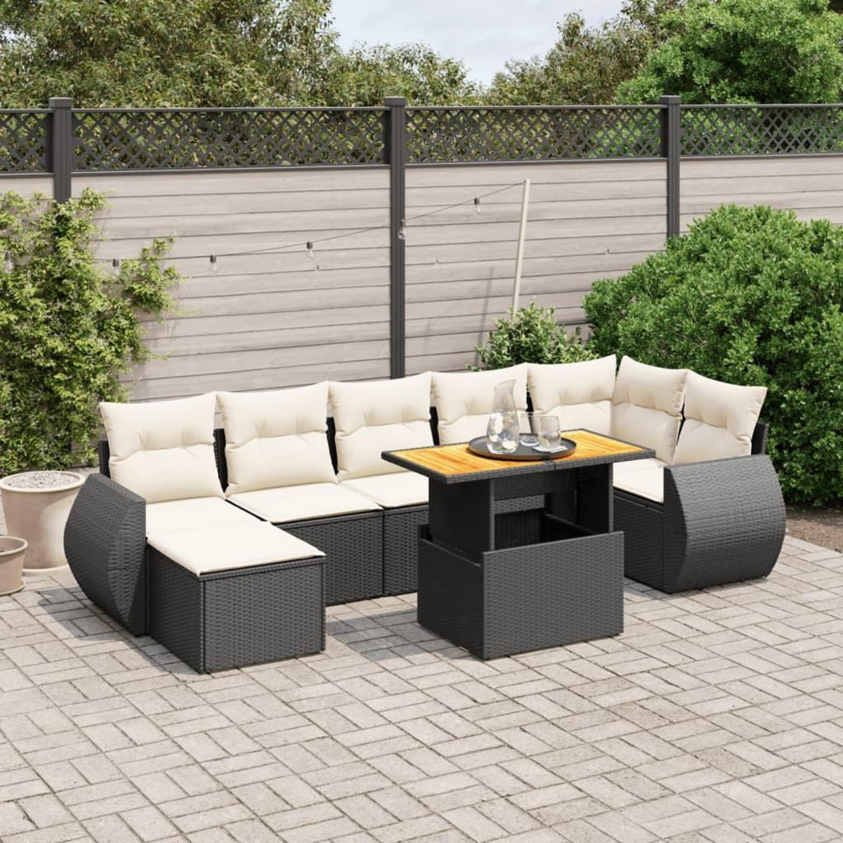 VIDAXL Salon de jardin 8 pcs avec coussins noir resine tressee