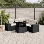 VIDAXL Salon de jardin 6 pcs avec coussins noir resine tressee