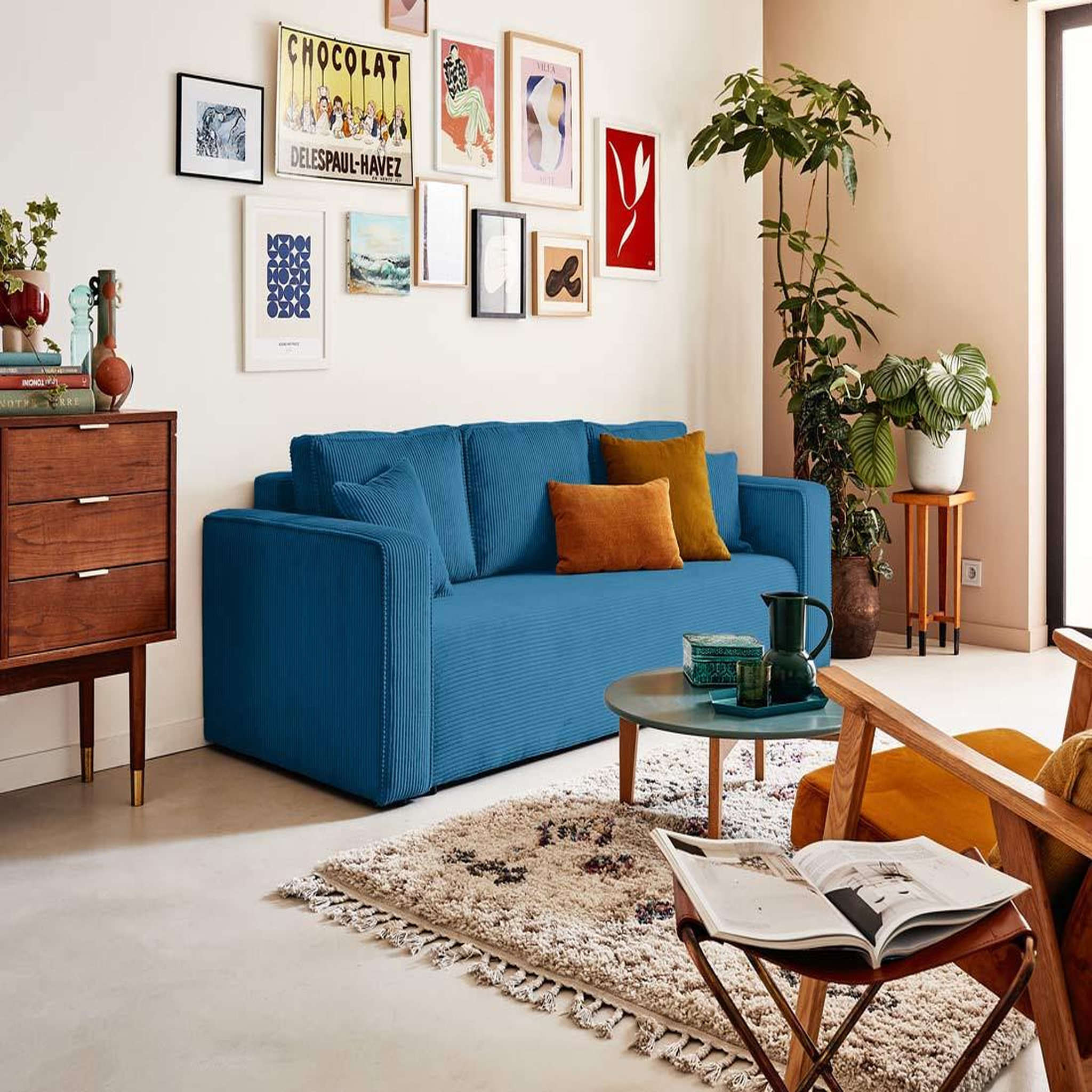 Voir la diapositive 5 : BEST MOBILIER Topaze - canapé 3 places - convertible avec coffre - en velours côtelé