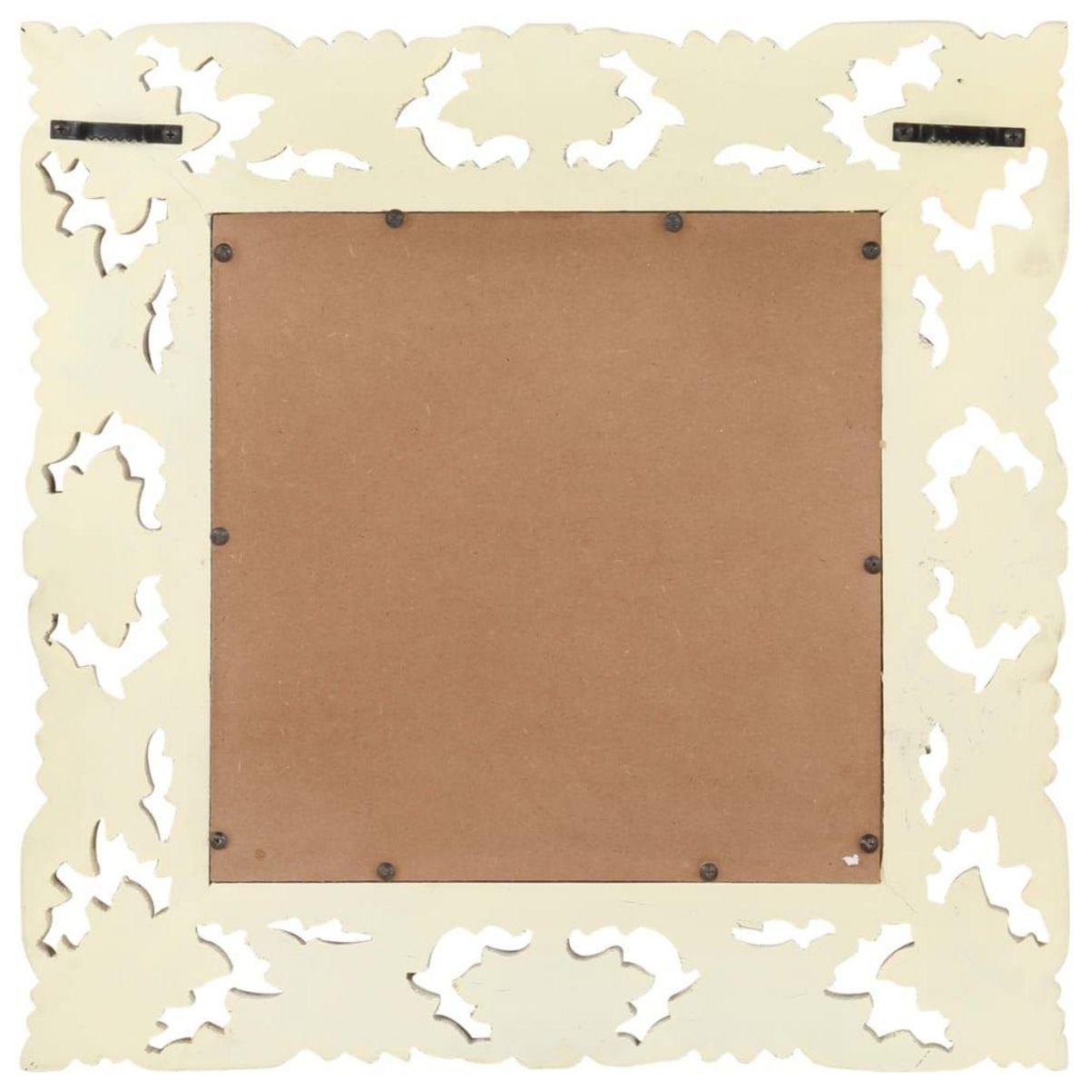 VIDAXL Miroir sculpte a la main Blanc 50x50 cm Bois de manguier massif