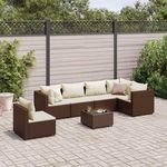 VIDAXL Salon de jardin avec coussins 7 pcs marron resine tressee