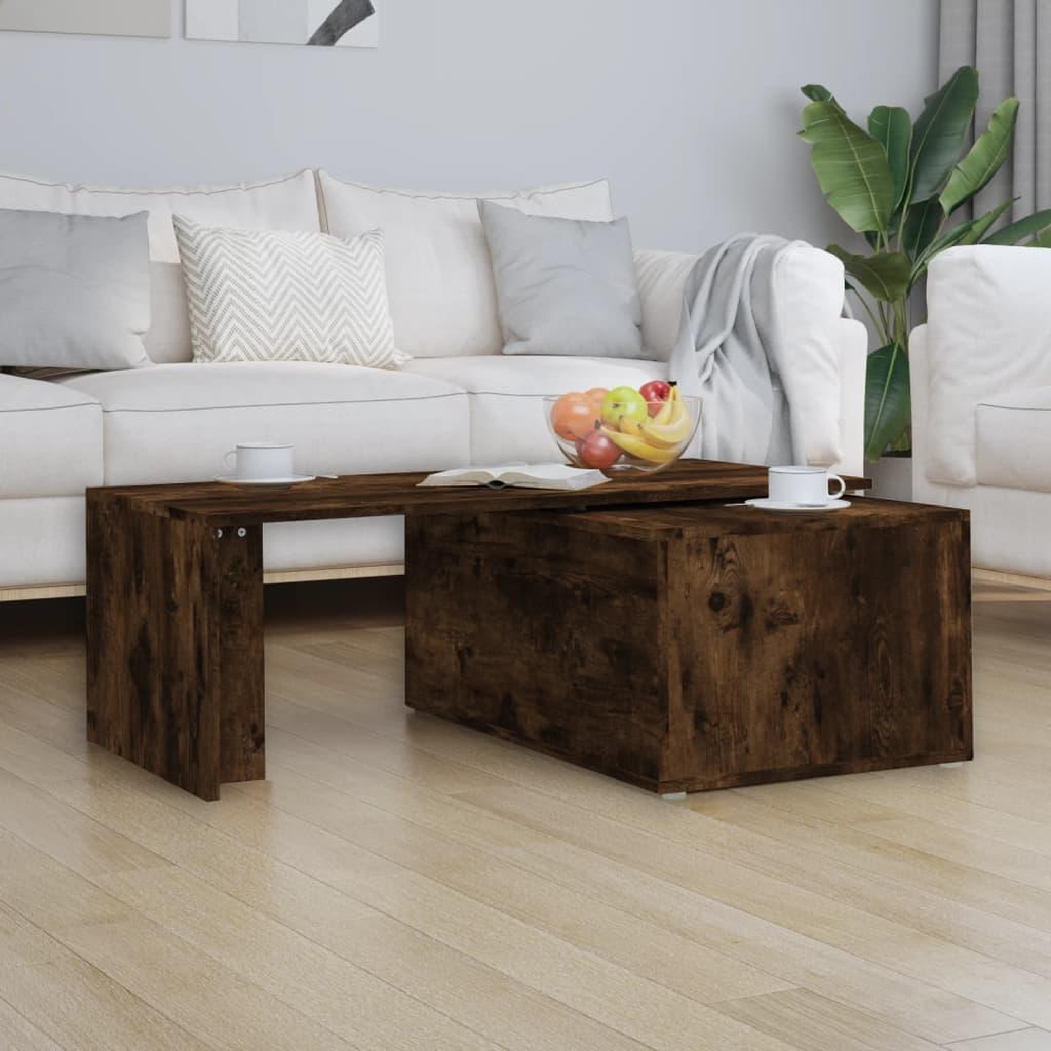 Voir la diapositive 3 : VIDAXL Table basse Chene fume 150x50x35 cm Bois d'ingenierie