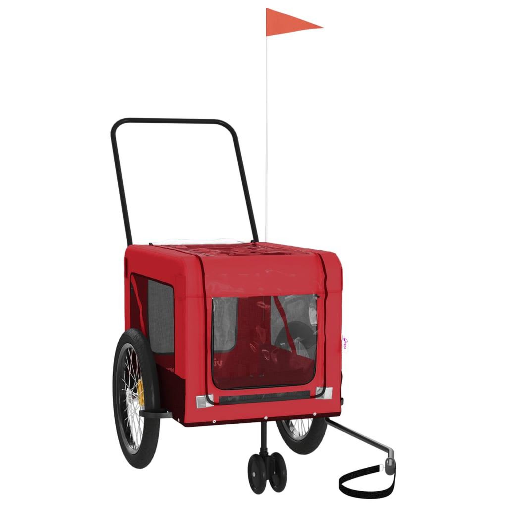 Voir la diapositive 4 : VIDAXL Remorque de velo pour animaux de compagnie rouge et noir