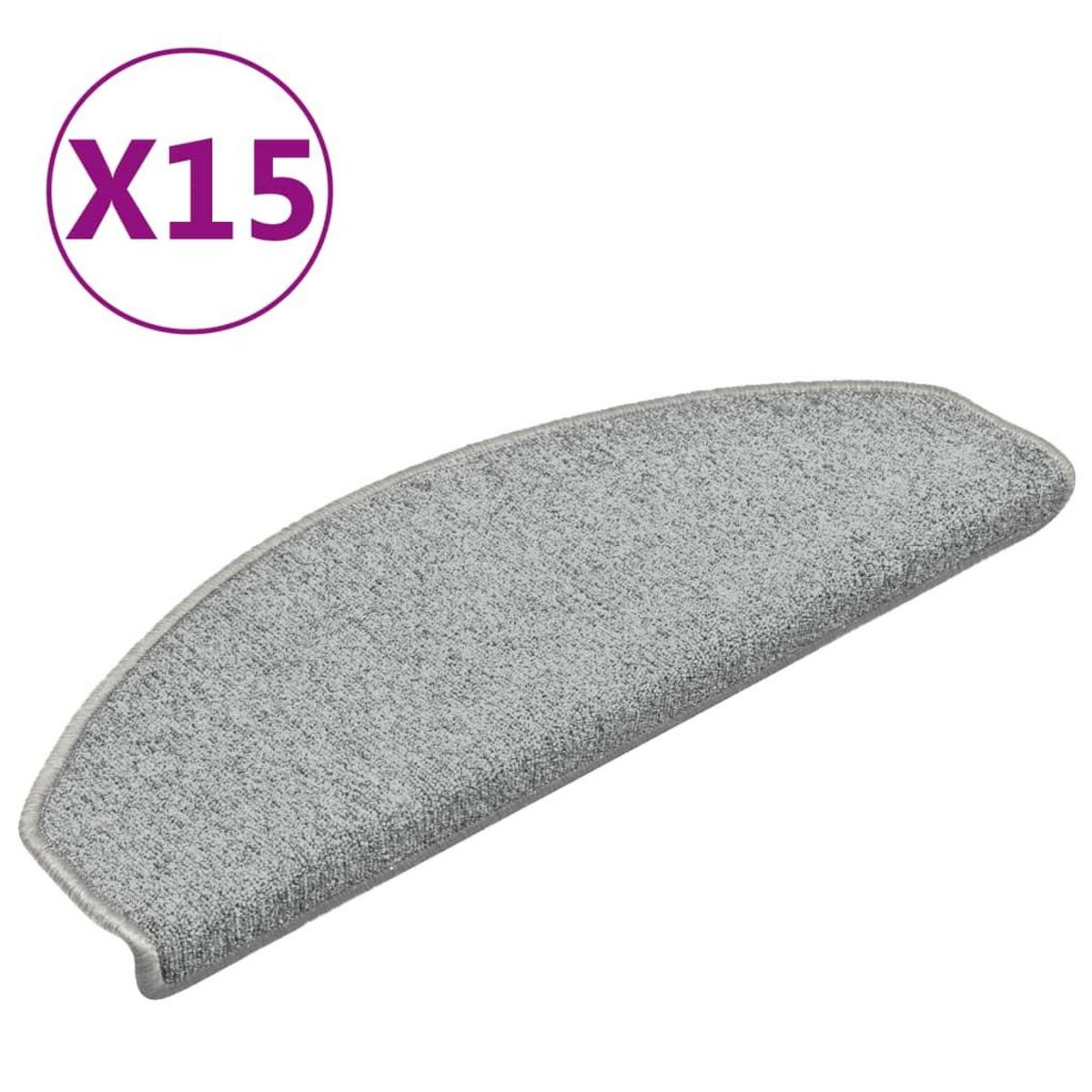 VIDAXL Tapis de marches d'escalier 15 pcs Gris clair 65x24x4 cm