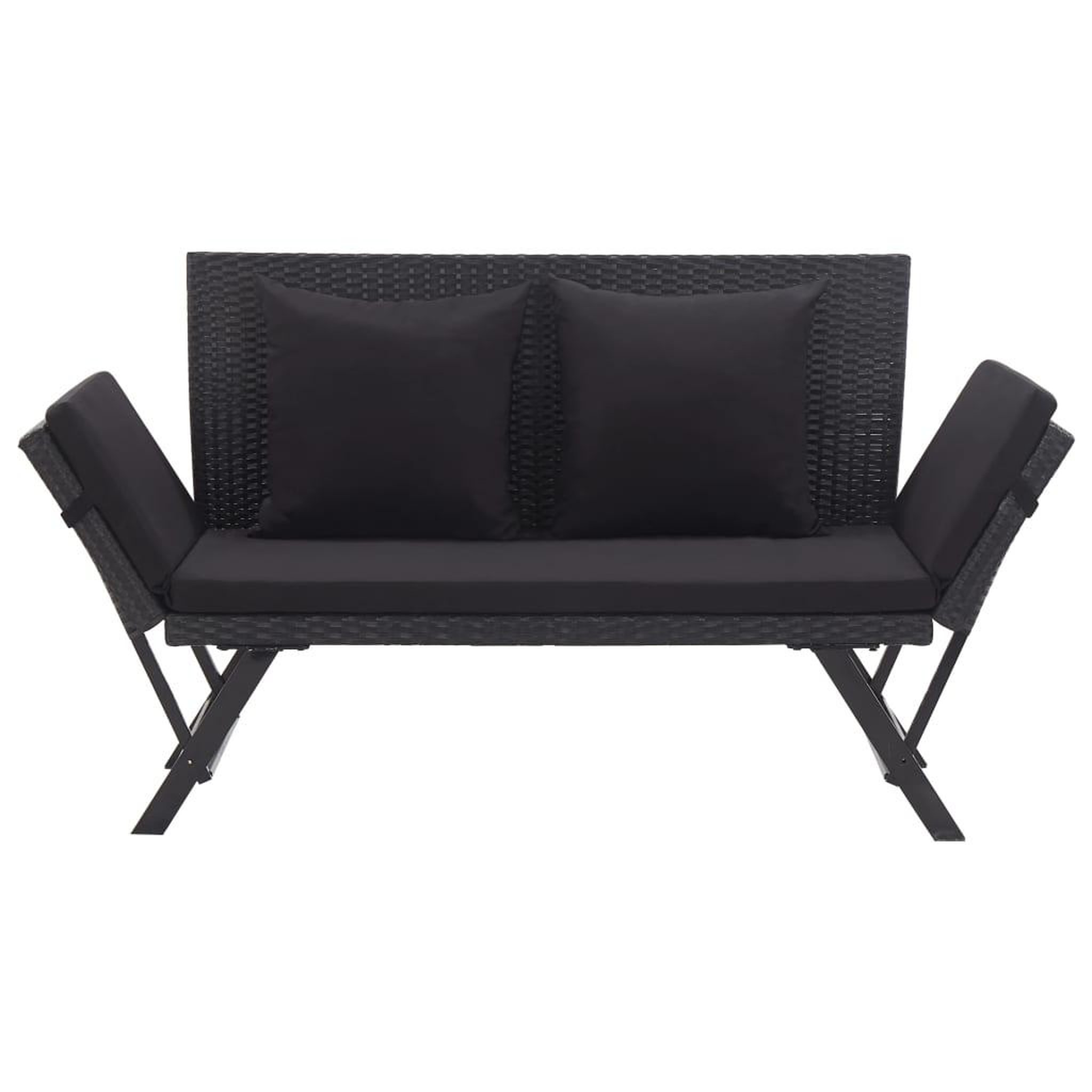 Voir la diapositive 2 : VIDAXL Banc de jardin avec coussins 176 cm Noir Resine tressee