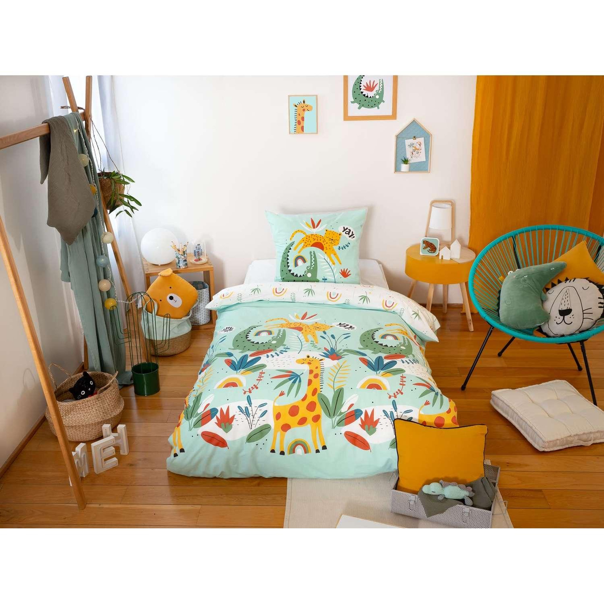 Voir la diapositive 3 : COTE DECO Parure de lit enfant Safari - 100% coton adouci 57 fils - 140 x 200 cm