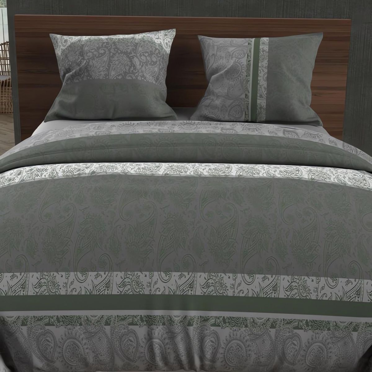 SOLEIL D'OCRE Parure housse de couette en coton 57 fils CACHEMIRE, par Soleil d'Ocre