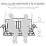 Voir la diapositive 4 : OUTSUNNY Banc suspendu 2 places balancelle de jardin en métal dim. 137L x 58l x 52H cm noir