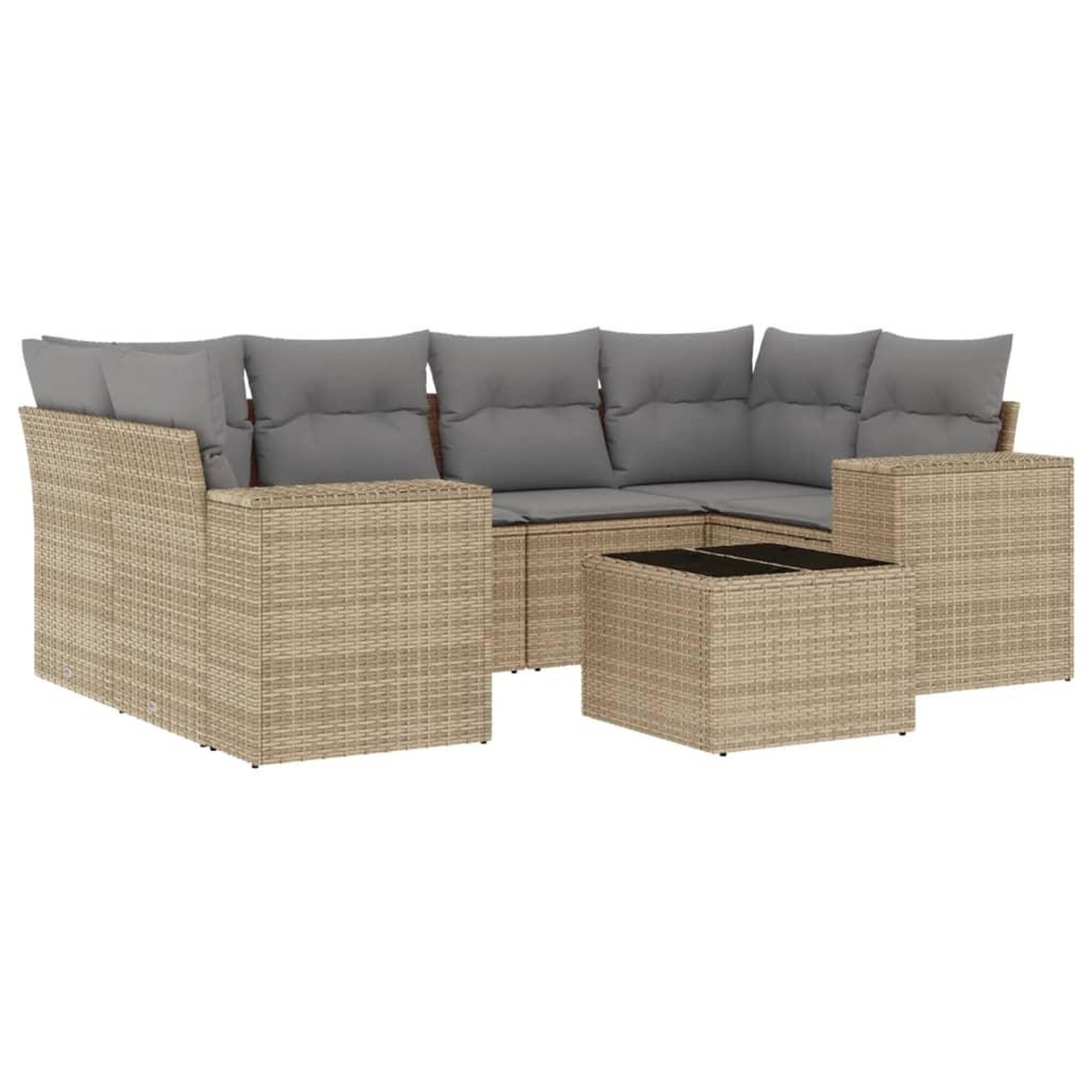 Voir la diapositive 2 : VIDAXL Salon de jardin avec coussins 7 pcs beige resine tressee