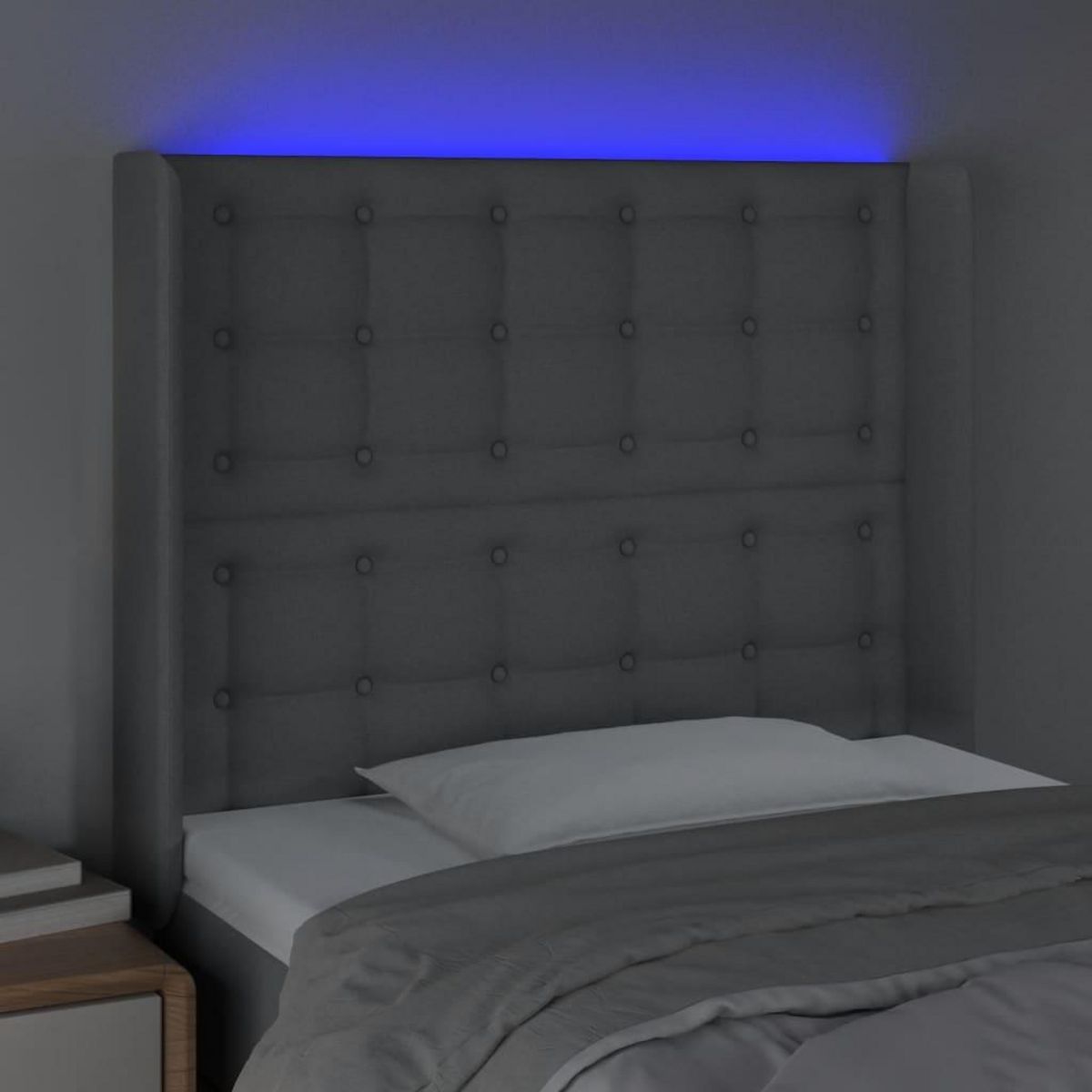 VIDAXL Tete de lit a LED Gris clair 103x16x118/128 cm Tissu