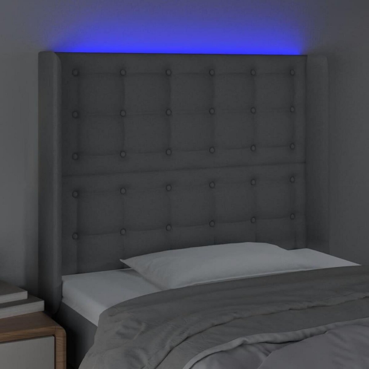 VIDAXL Tete de lit a LED Gris clair 103x16x118/128 cm Tissu