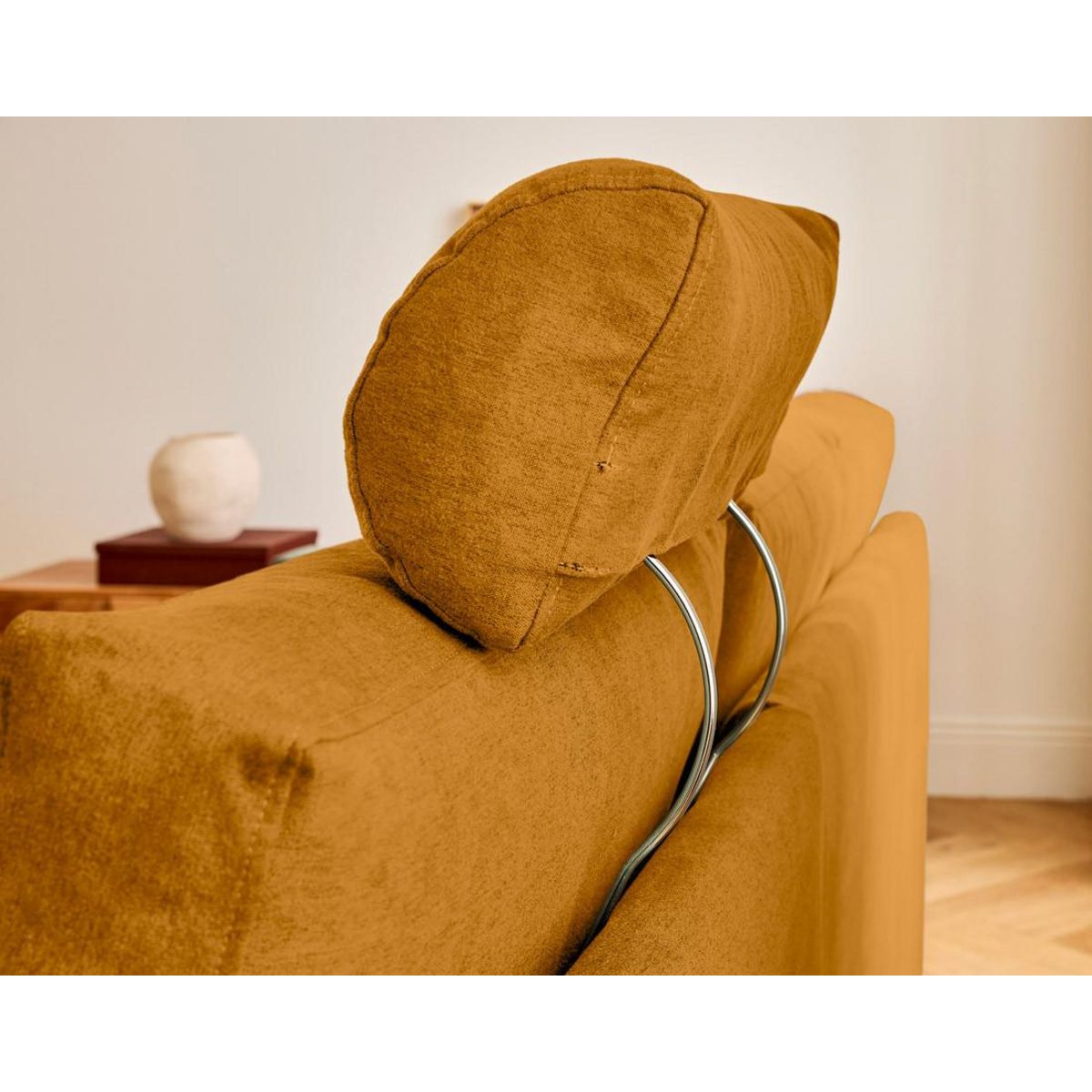 BEST MOBILIER Barrie - canapé d'angle réversible 4 places avec têtière amovible en tissu