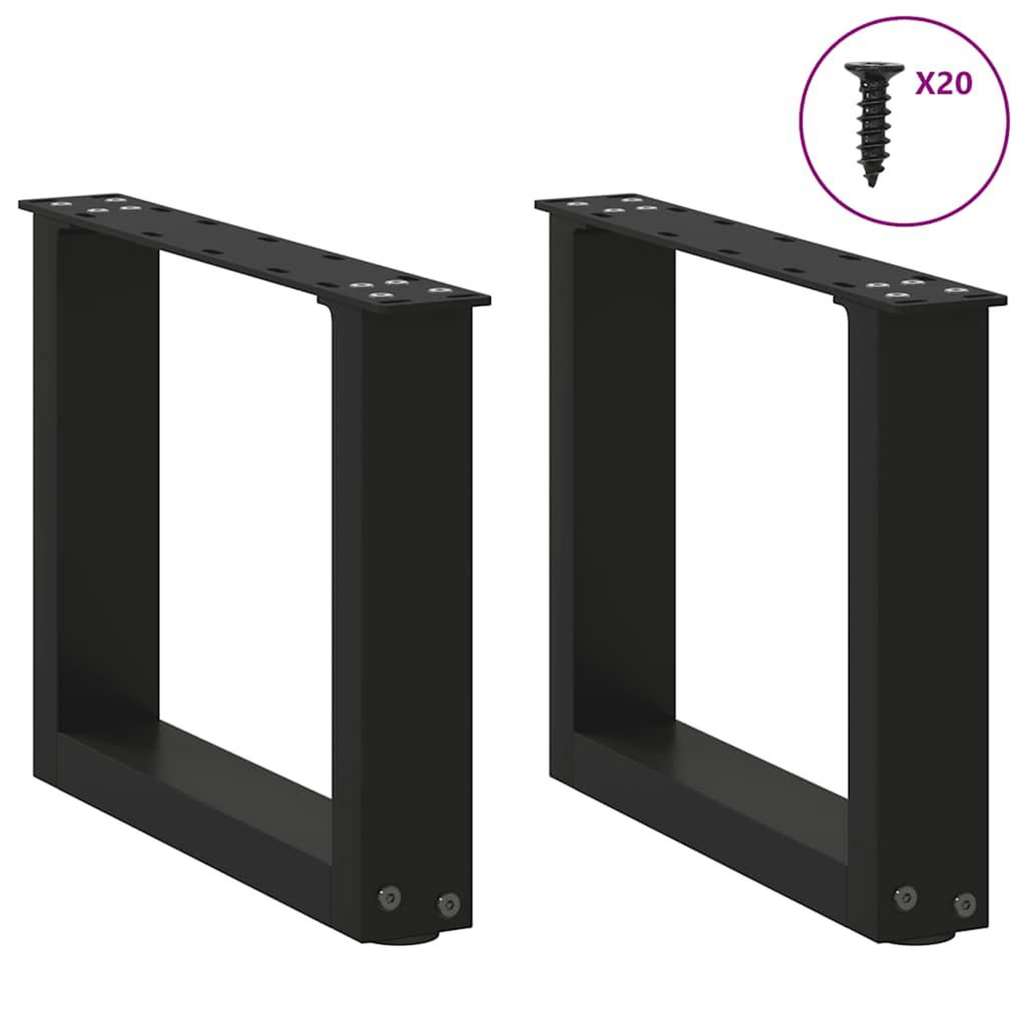 Voir la diapositive 3 : VIDAXL Pieds de table basse forme de U 2 pcs noir 40x(30-31) cm acier