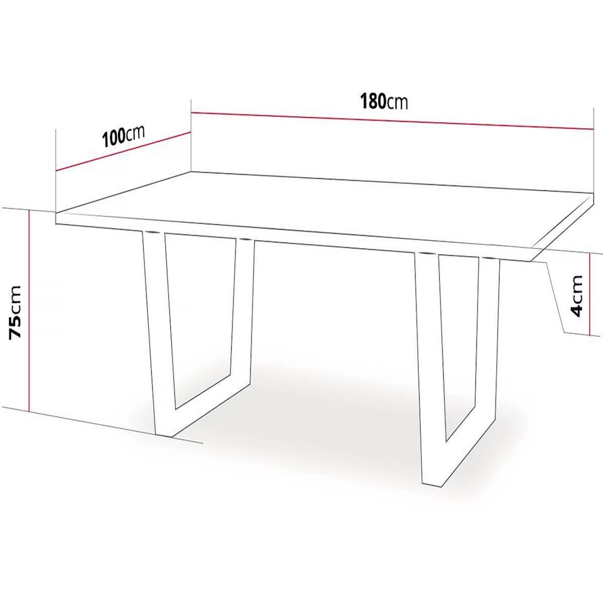 Habitat et Jardin Table repas  Hollywood  - 200 x 100 x 76 cm - couleur: Chêne / Noir