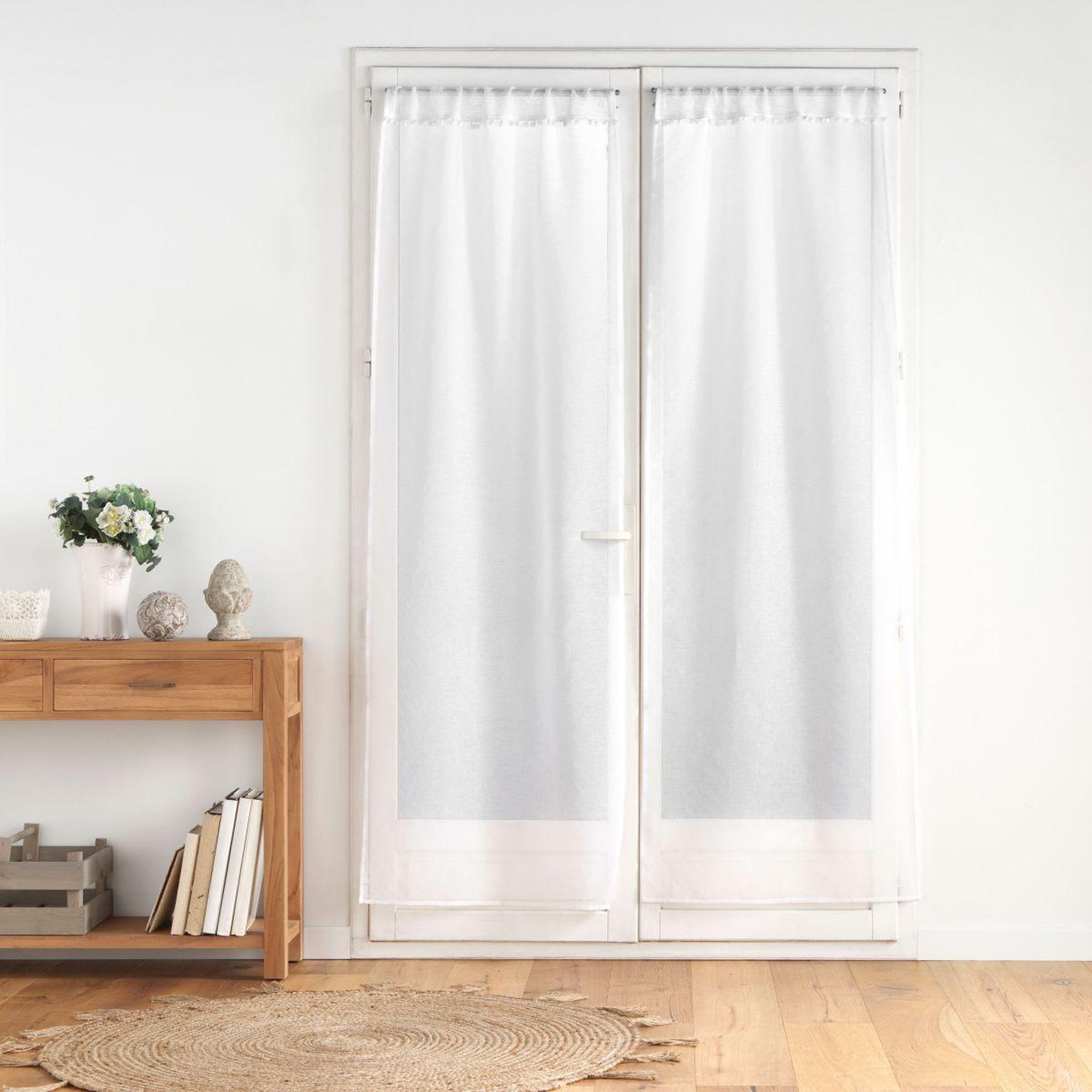 Voir la diapositive 4 : Douceur d'Intérieur Paire de voilages passe-tringle  poupette  70x200cm blanc