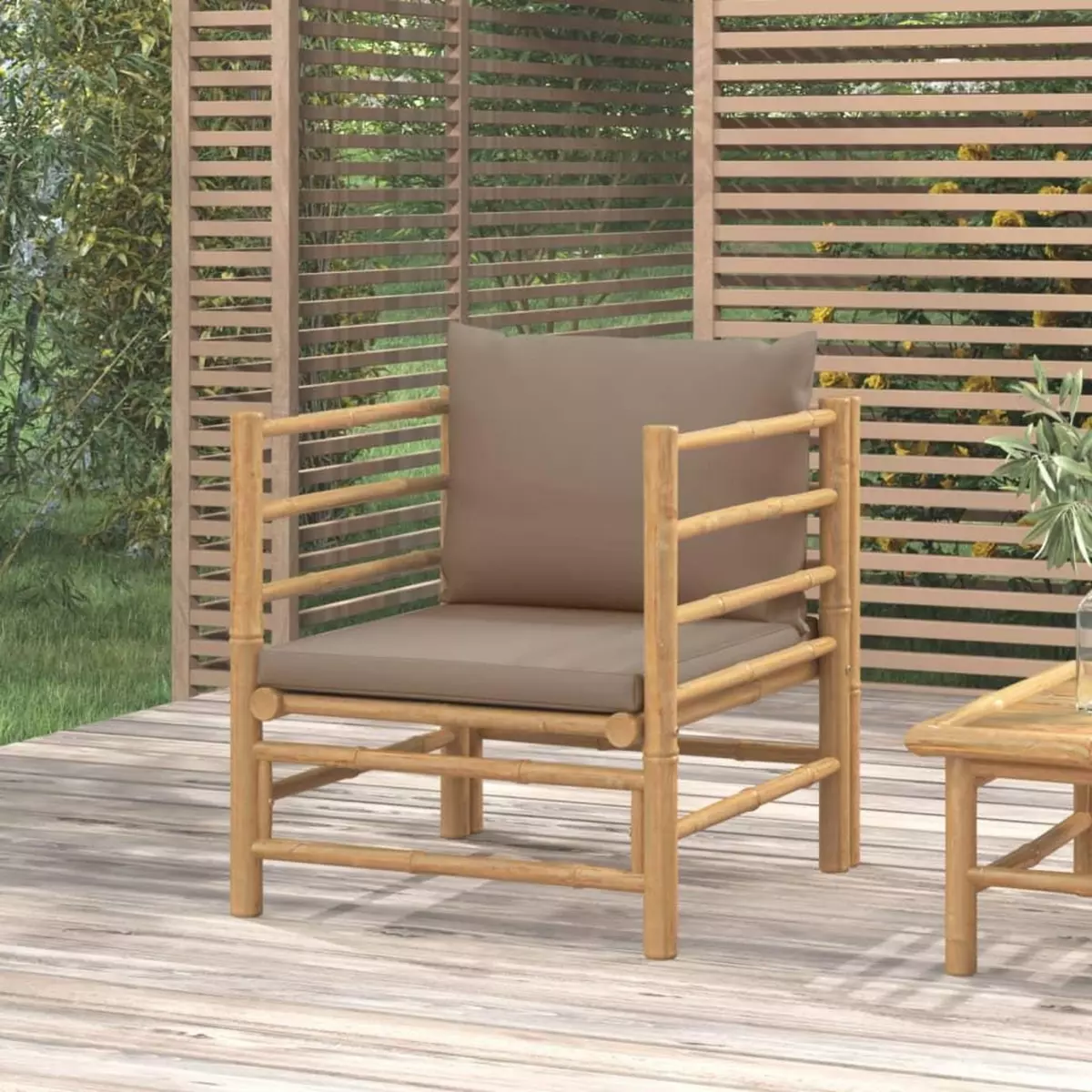 VIDAXL Canape de jardin avec coussins taupe bambou
