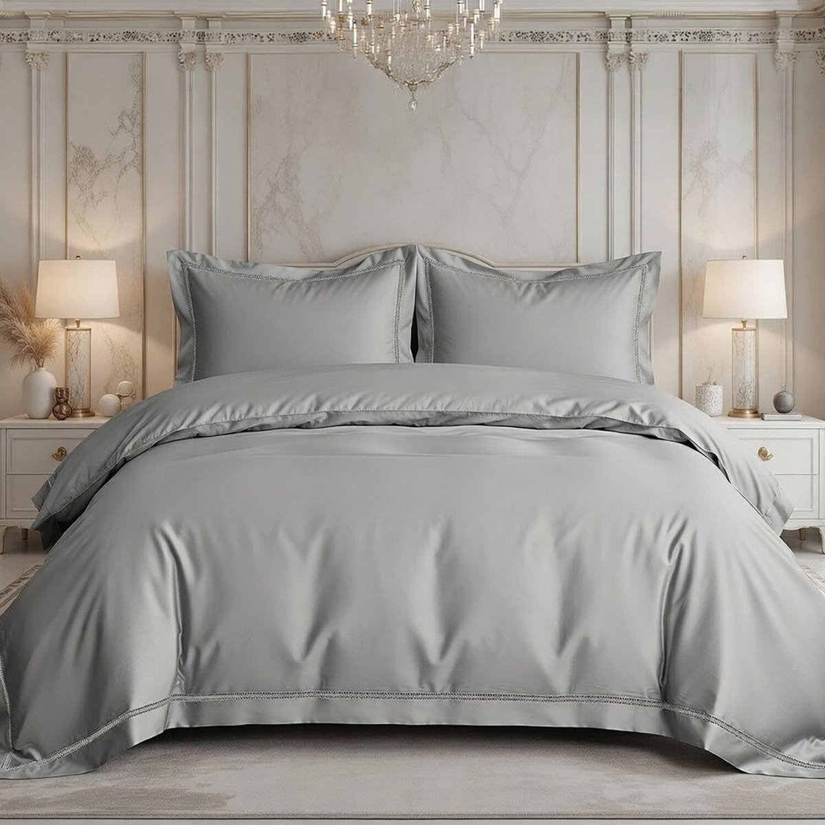 Home collection Parure housse de couette en coton 120 fils brodé