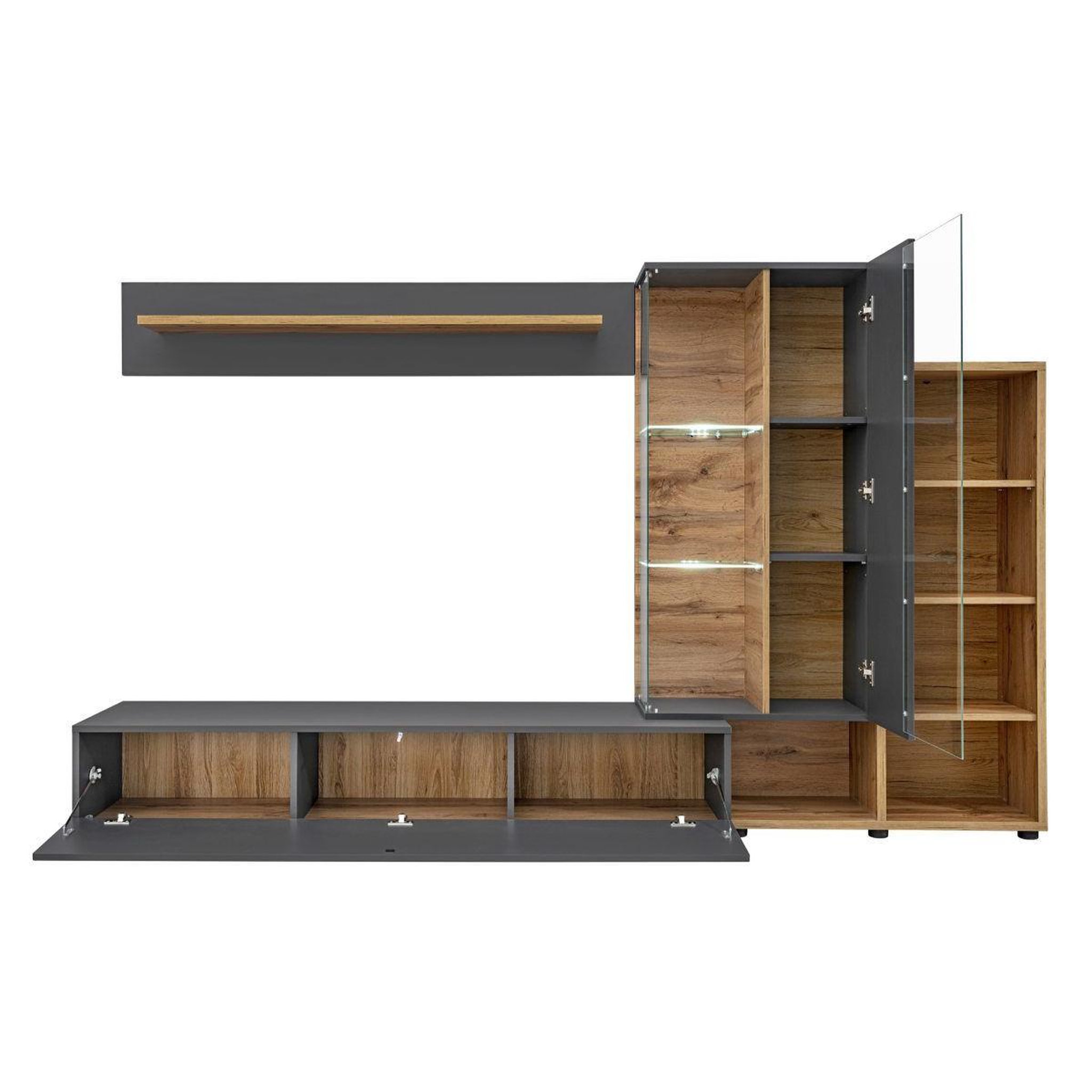 Voir la diapositive 4 : Paris Prix Ensemble meuble tv design  silk ii  240cm gris & naturel