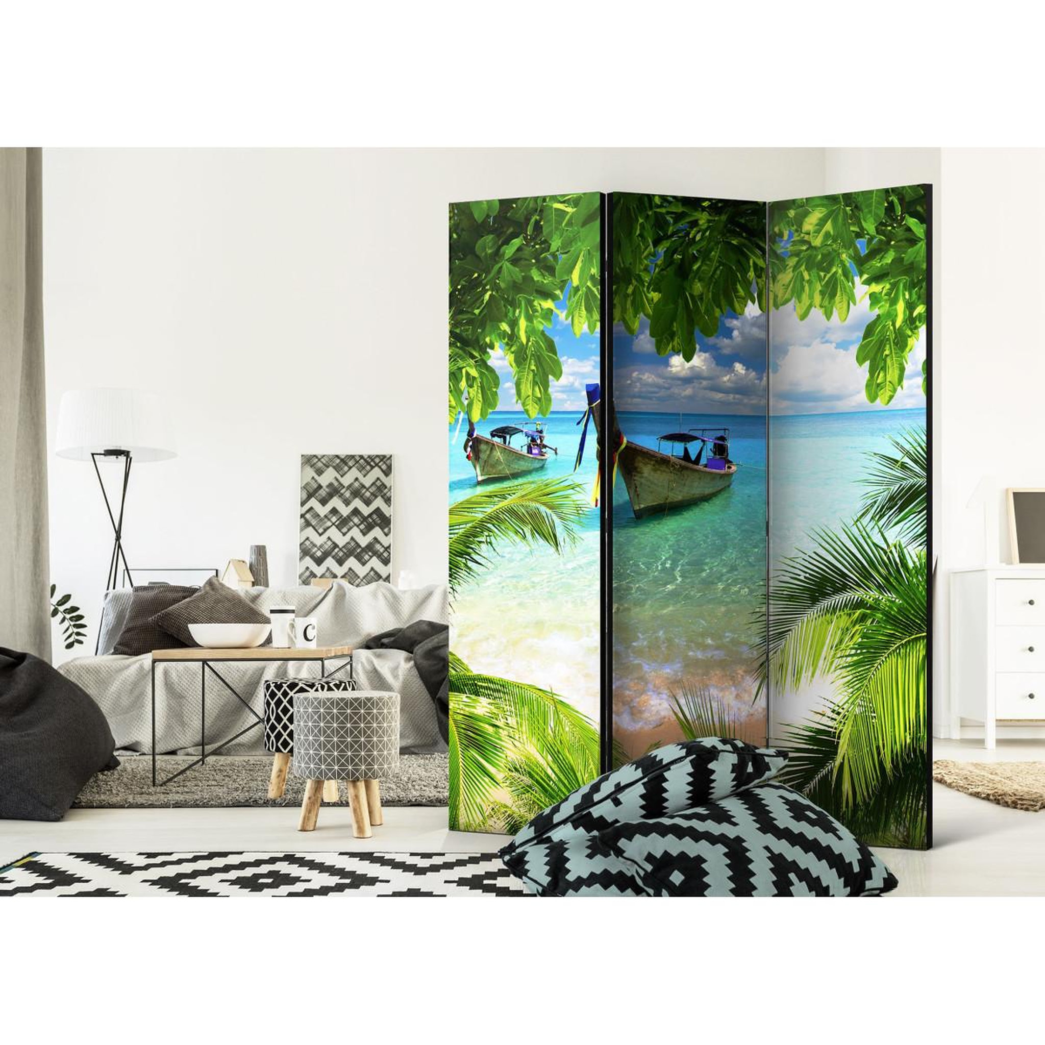 Voir la diapositive 2 : Paris Prix Paravent 3 volets  tropical paradise  135x172cm
