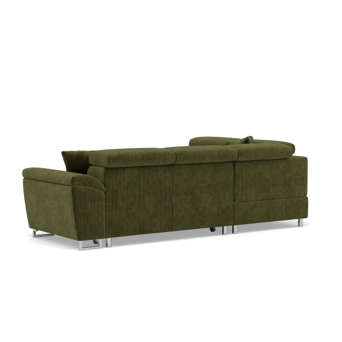 BEST MOBILIER Baoji - canapé d'angle gauche 5 places convertible avec têtières et coffre en velours côtelé