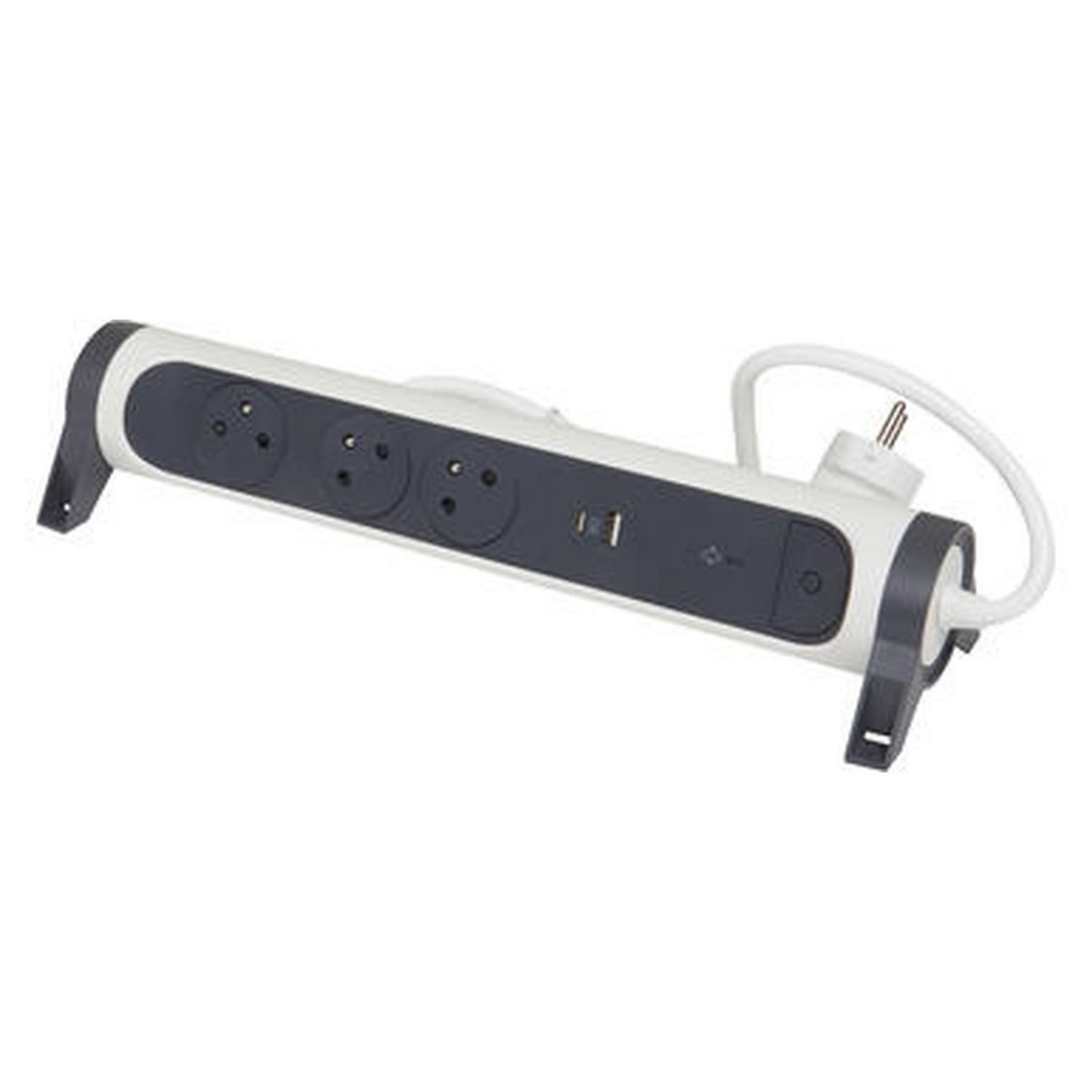 LEGRAND Rallonge 3x2P+T Surface - inter, cordon 1,5mRallonge 3x2P+T Surface - inter, cordon 1,5m, parafoudre et USB A+C- blanc/grisparafoudre et USB A+C- blanc/gris