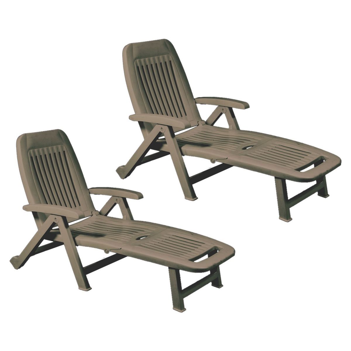 ARETA Lot de 2 bains de soleil - Résine - Taupe - FIORELLO