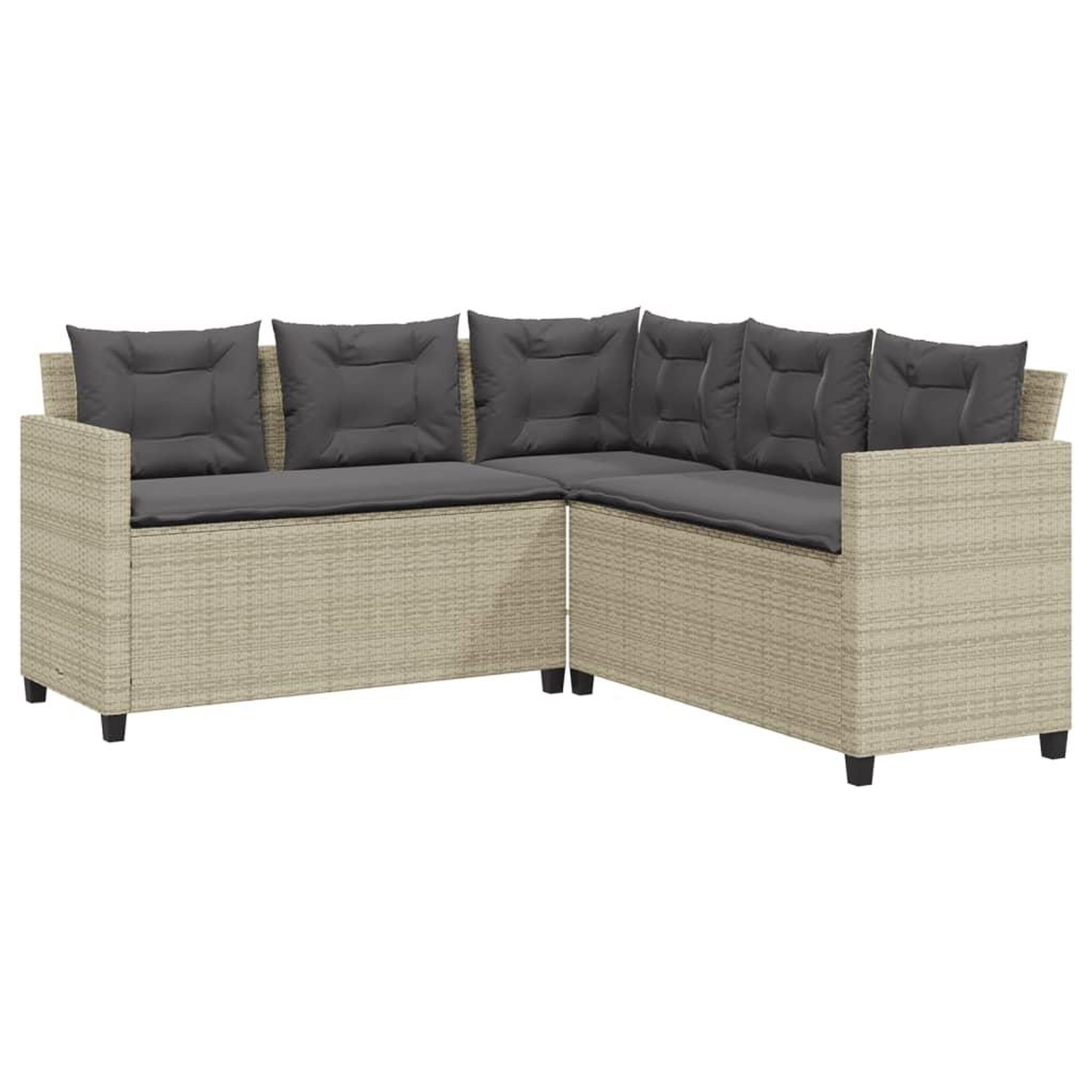 Voir la diapositive 5 : VIDAXL Canape de jardin et table et coussins en forme de L gris clair
