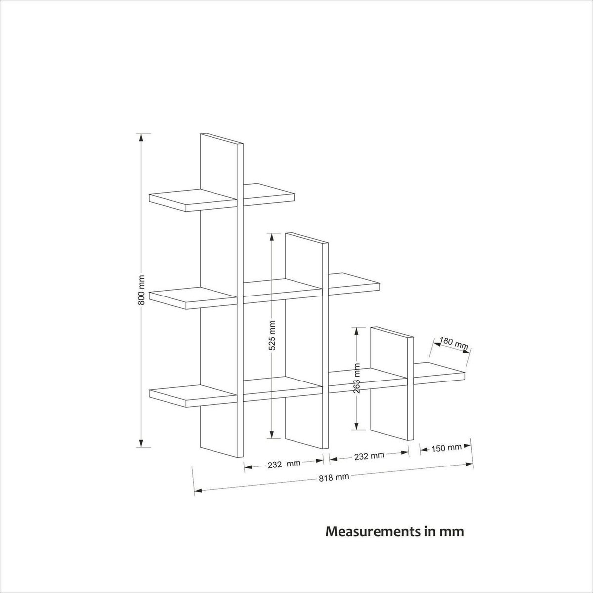 TOILINUX Etagère murale en bois NOE - Marron