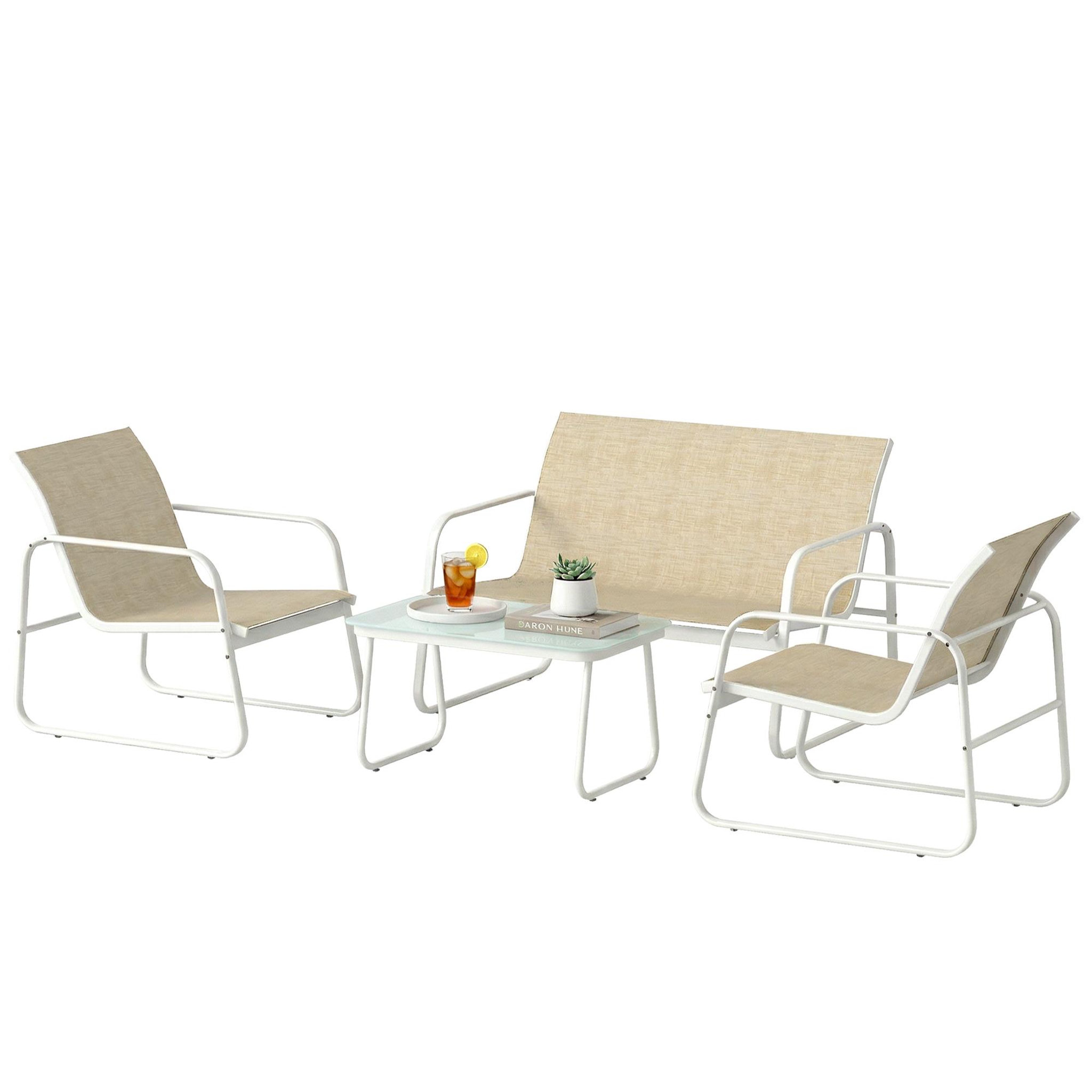 Voir la diapositive 5 : OUTSUNNY Salon de jardin 4 places 4 pièces style yachting