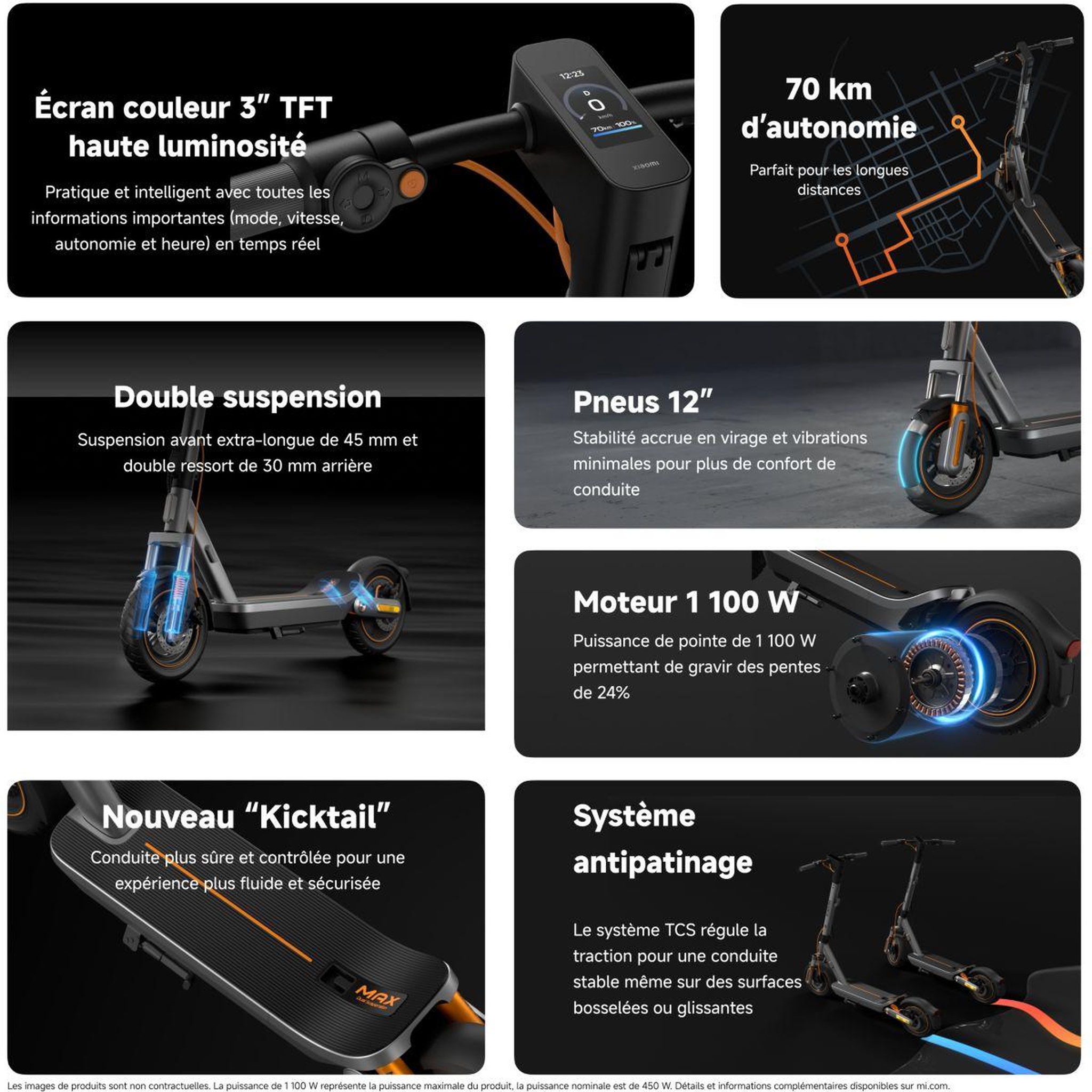 Voir la diapositive 3 : XIAOMI Trottinette électrique electric scooter 6 max noir