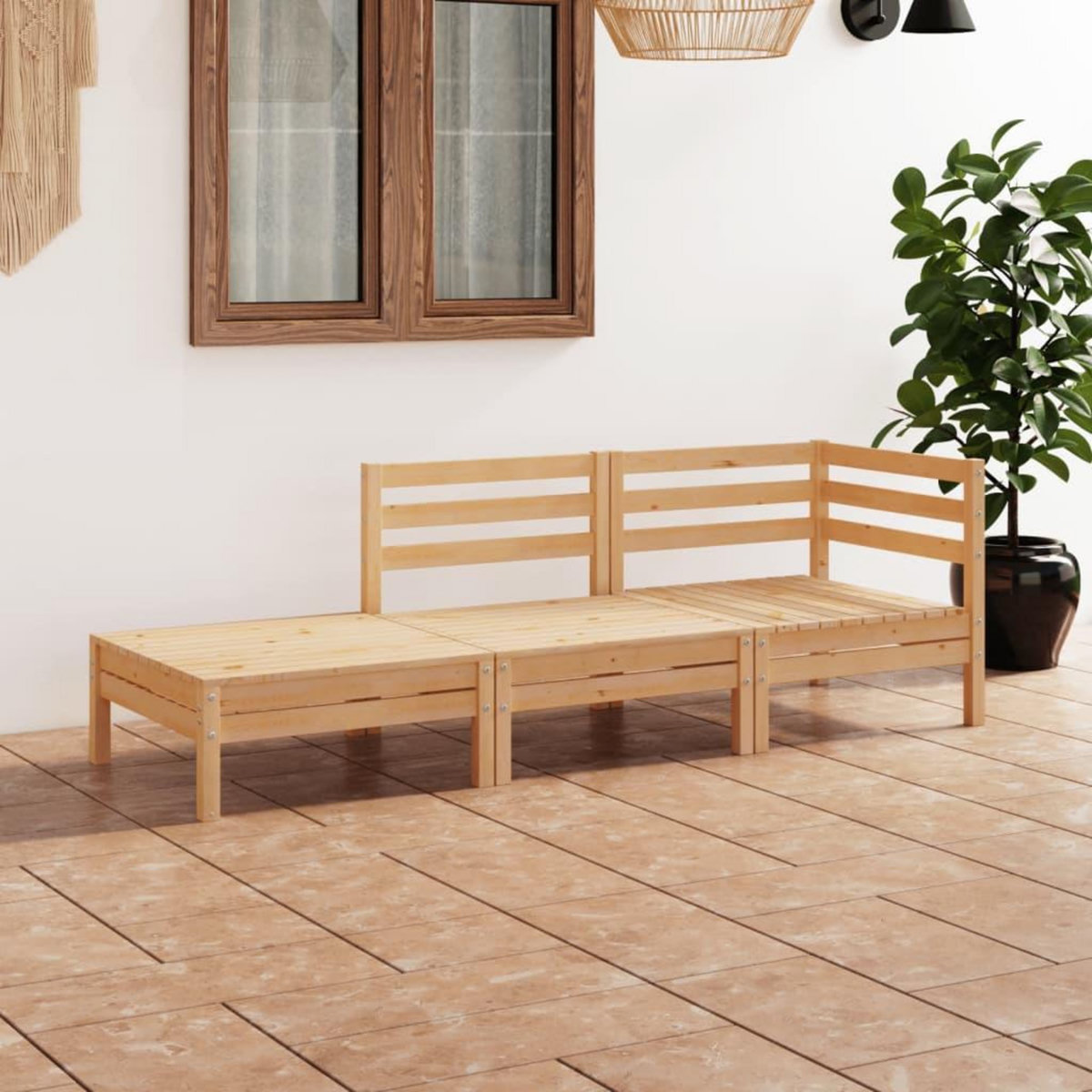 VIDAXL Salon de jardin 3 pcs Bois de pin massif