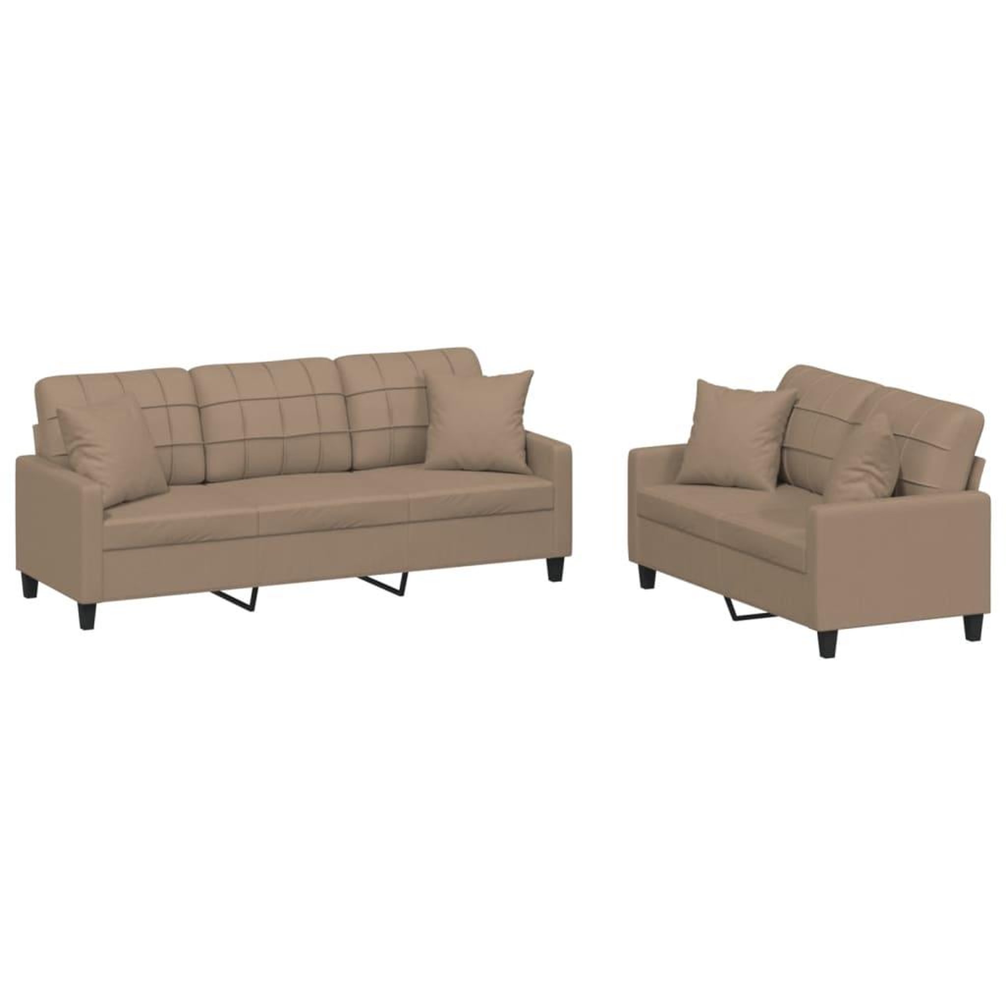 Voir la diapositive 2 : VIDAXL Ensemble de canapes 2 pcs avec coussins cappuccino similicuir