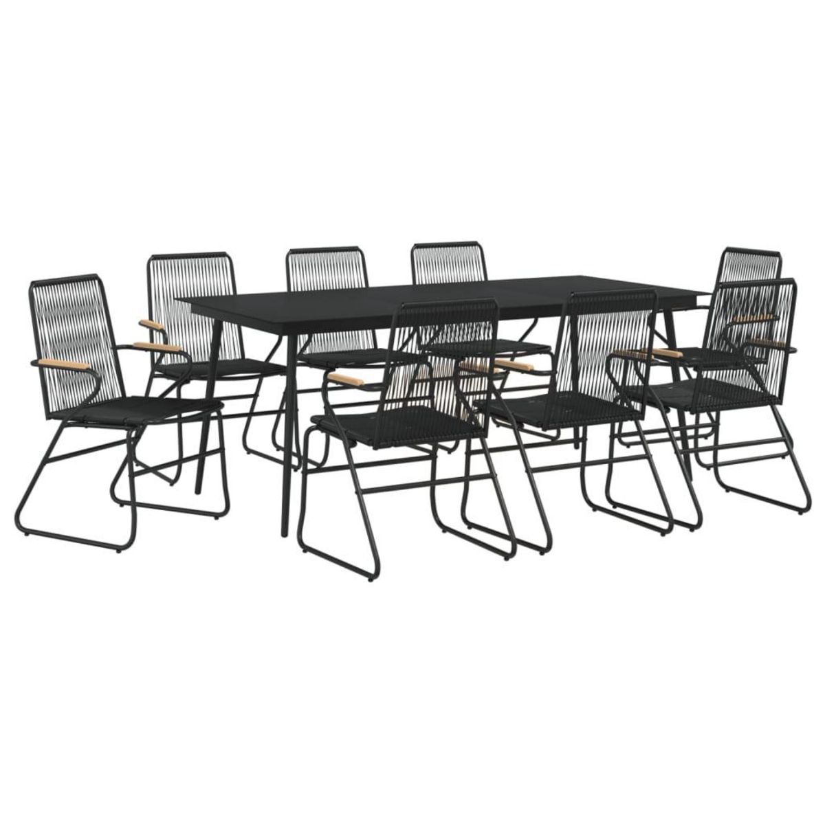 VIDAXL Ensemble a manger de jardin 9 pcs noir rotin PVC
