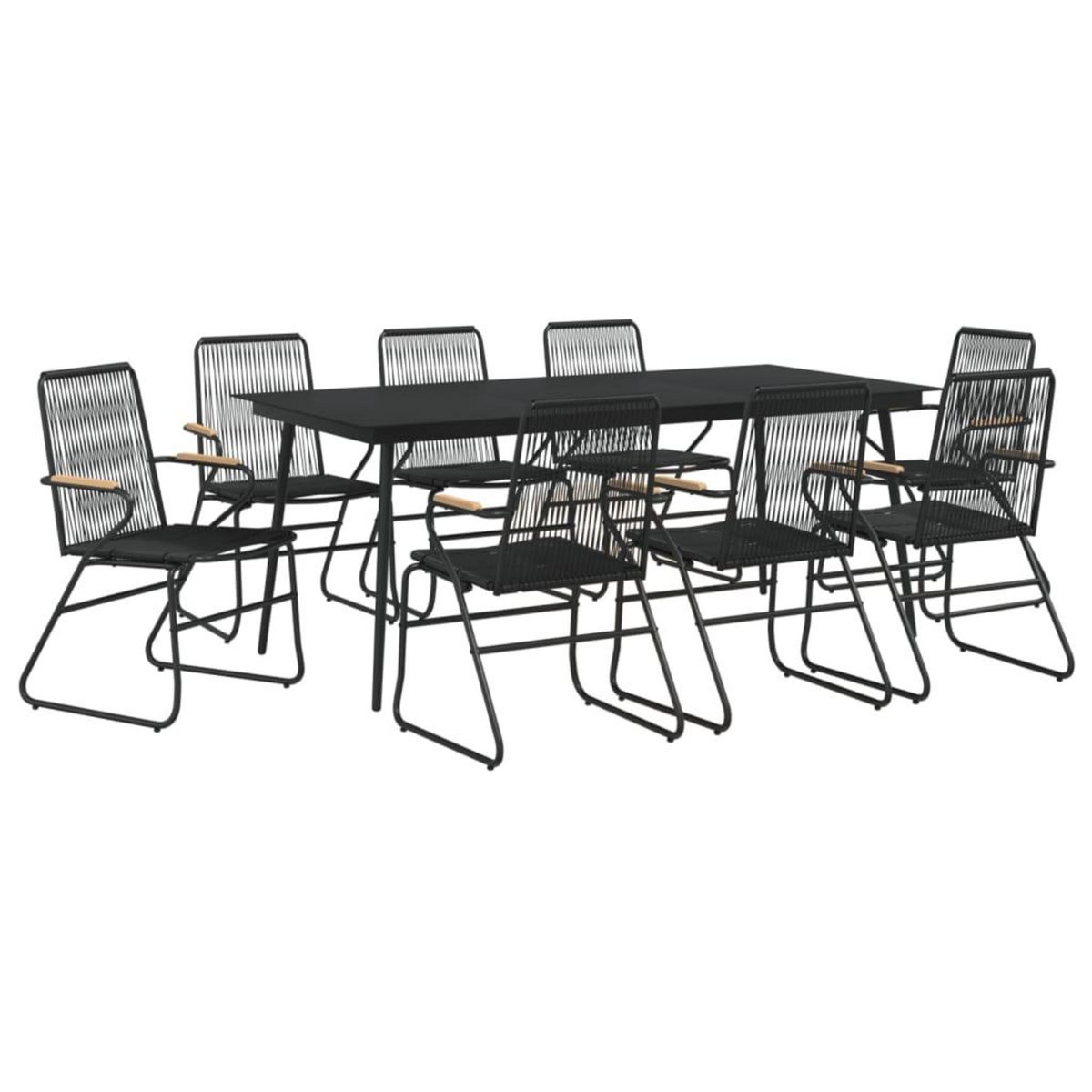 VIDAXL Ensemble a manger de jardin 9 pcs noir rotin PVC
