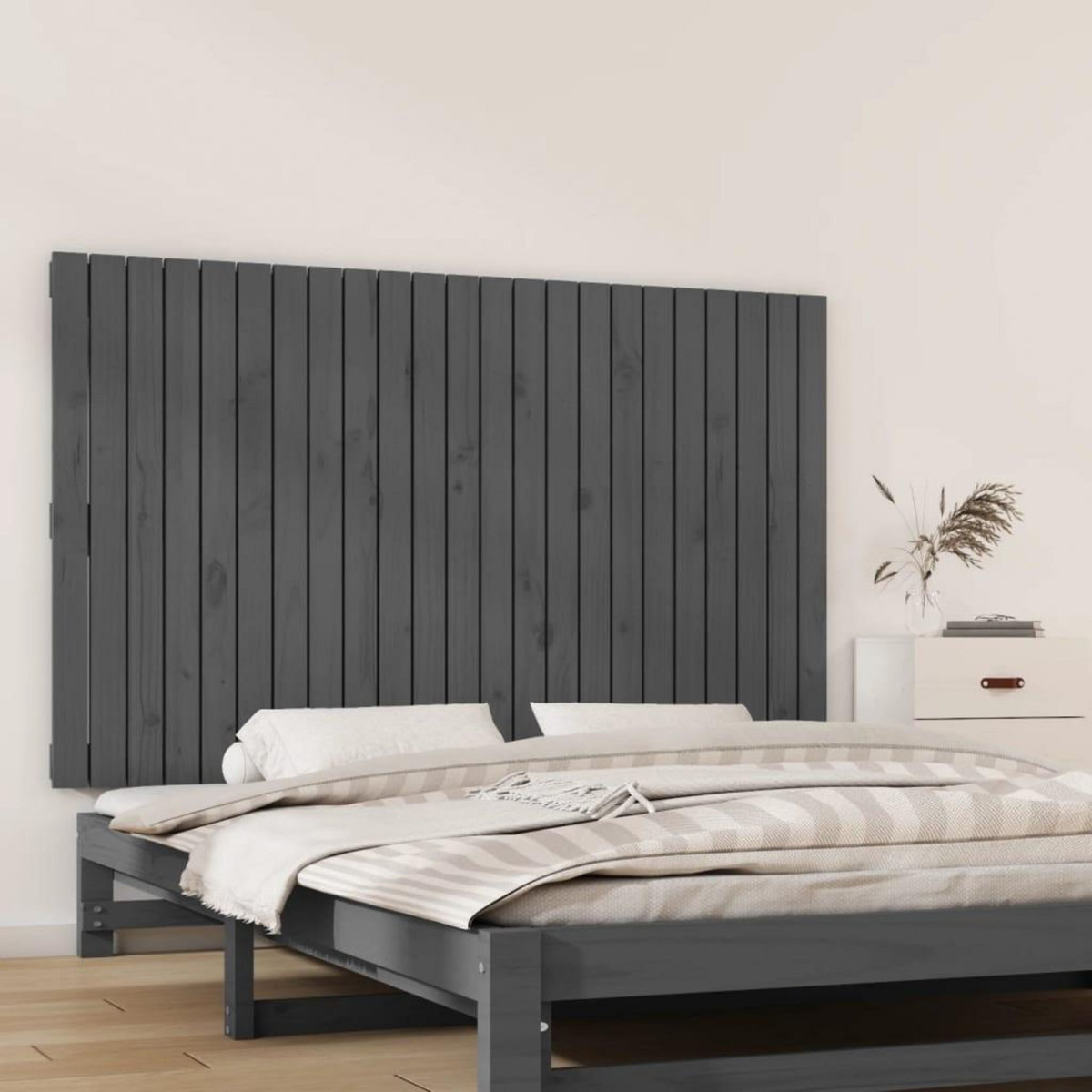 VIDAXL Tete de lit murale Gris 147x3x90 cm Bois massif de pin