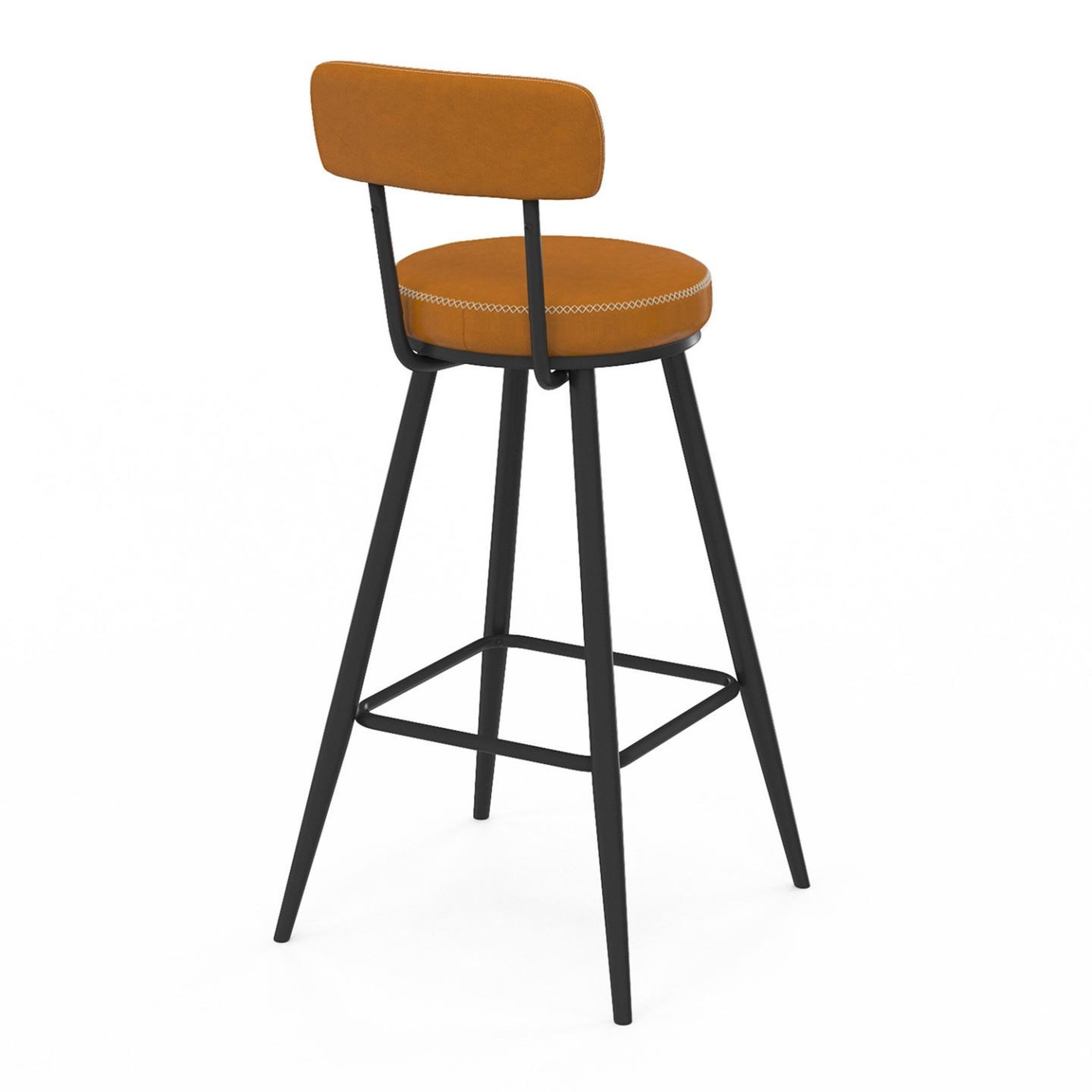 Voir la diapositive 6 : ID MARKET Lot de 4 tabourets de bar isaure pu marron avec coutures et pieds métal noir