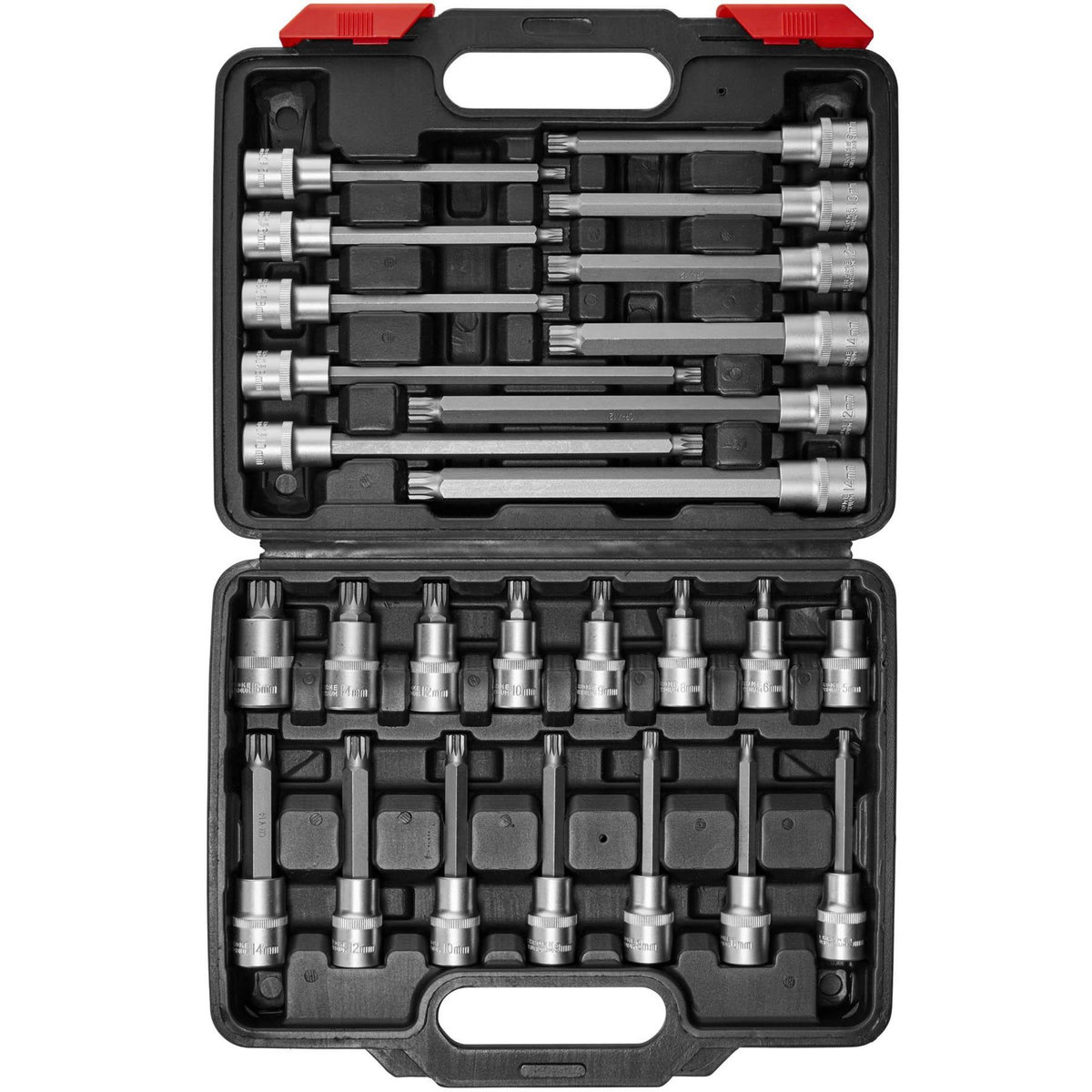 tectake Set Coffret à Outils Boîte 26 Pièces de Clé à Douille Mâle Embouts Denture multiple