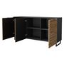 Voir la diapositive 2 : BEST MOBILIER Olympie - buffet bas - effet bois et noir - 150 cm