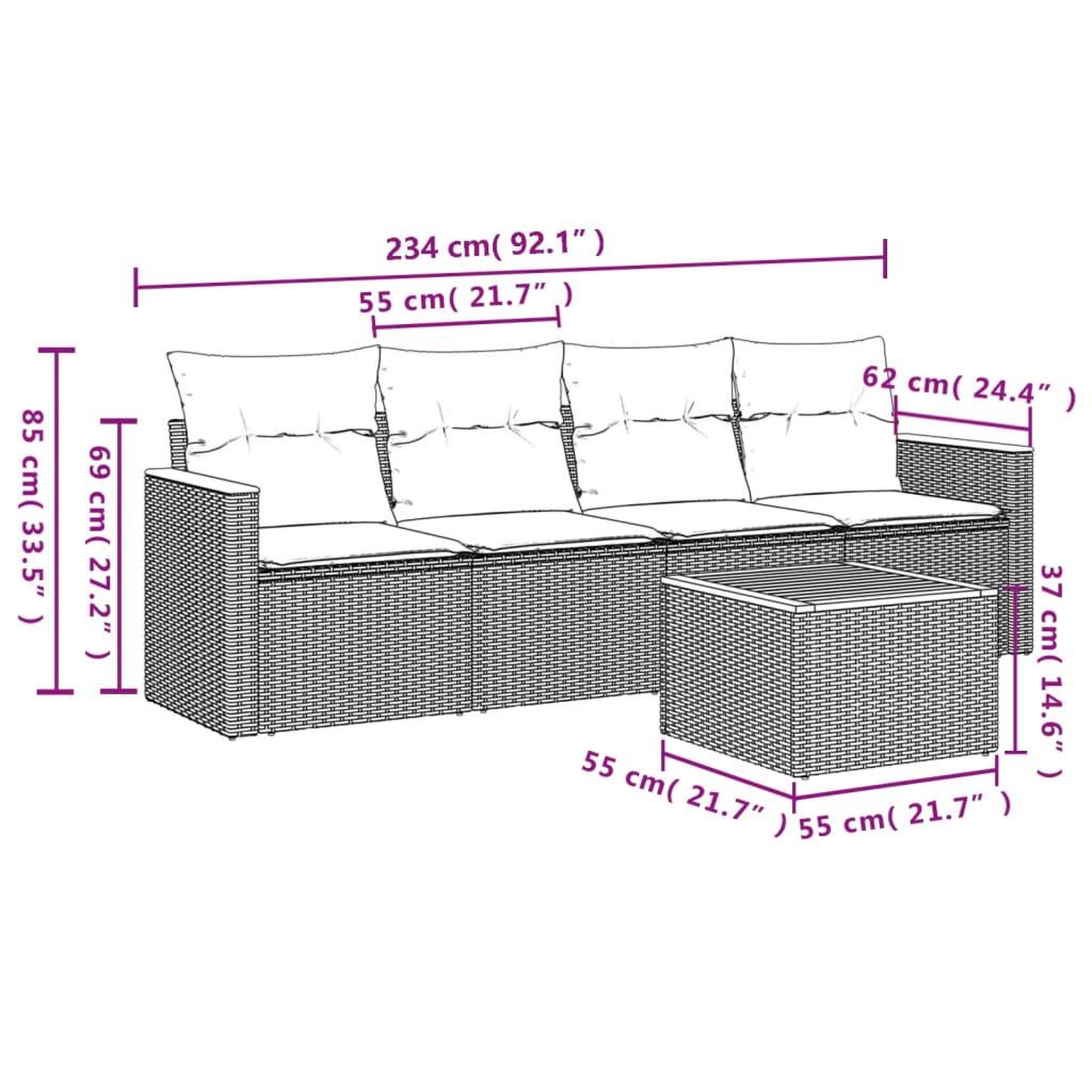 Voir la diapositive 6 : VIDAXL Salon de jardin avec coussins 5pcs melange beige resine tressee