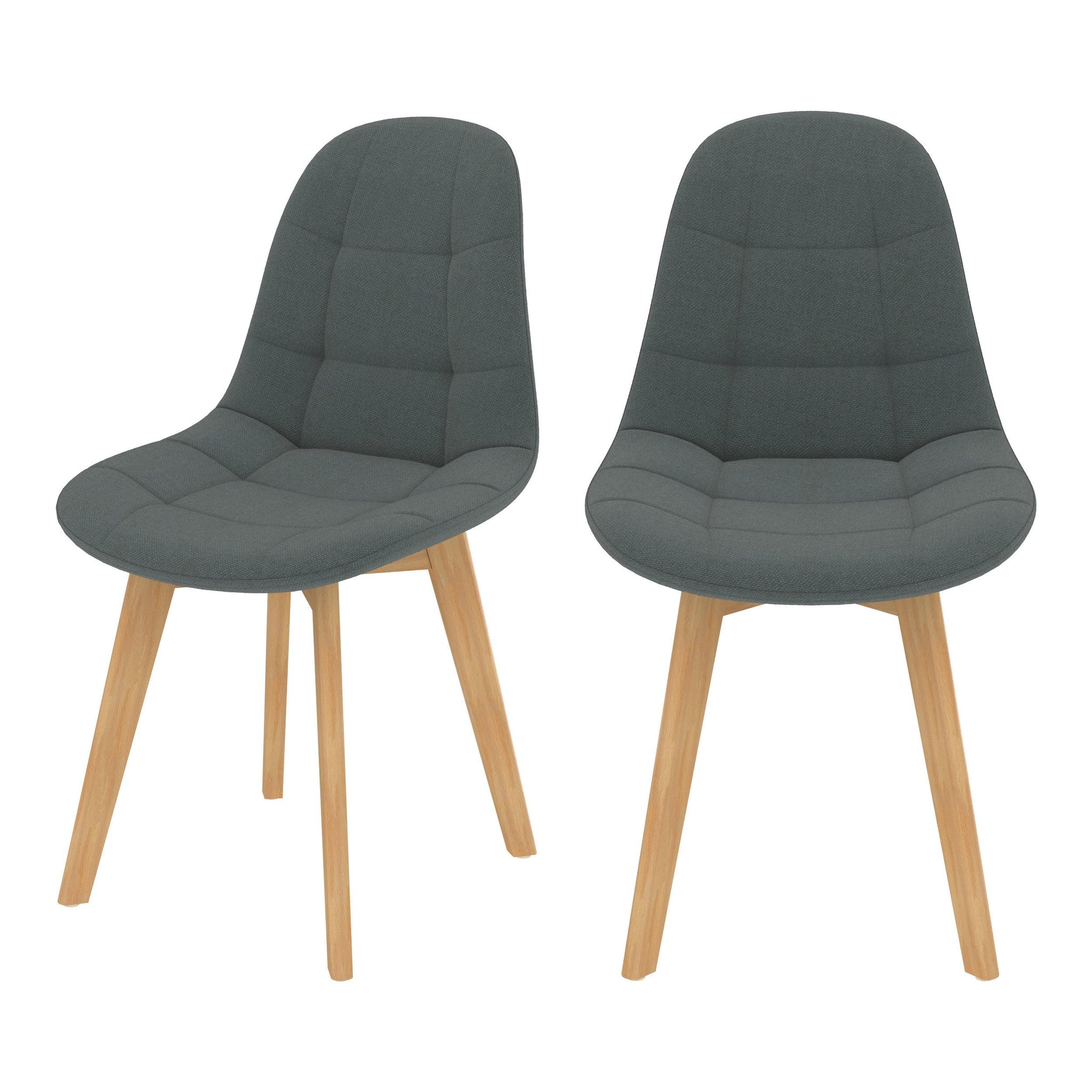 Voir la diapositive 1 : Rendez vous déco Lot de 2 chaises gris foncé et pieds en bois de hêtre - Yolo