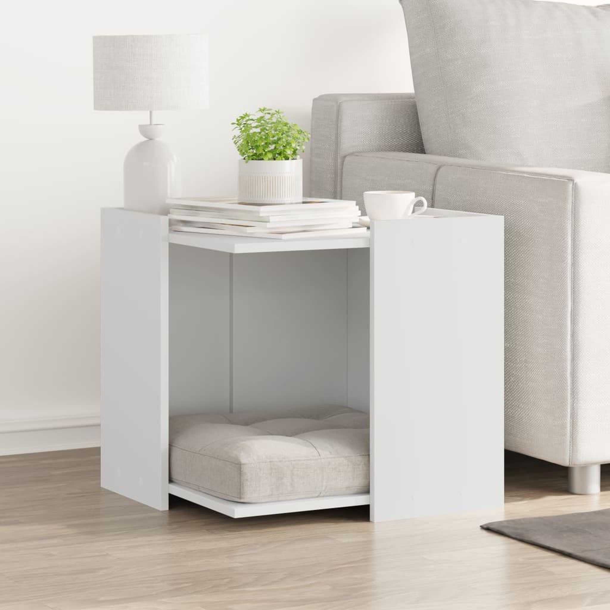 Voir la diapositive 3 : VIDAXL Meuble de bac a litiere pour chat blanc bois d'ingenierie