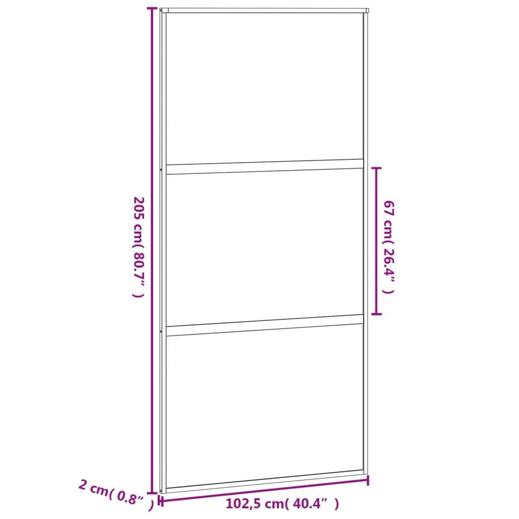 Voir la diapositive 6 : VIDAXL Porte coulissante noir 102,5x205 cm verre trempe aluminium