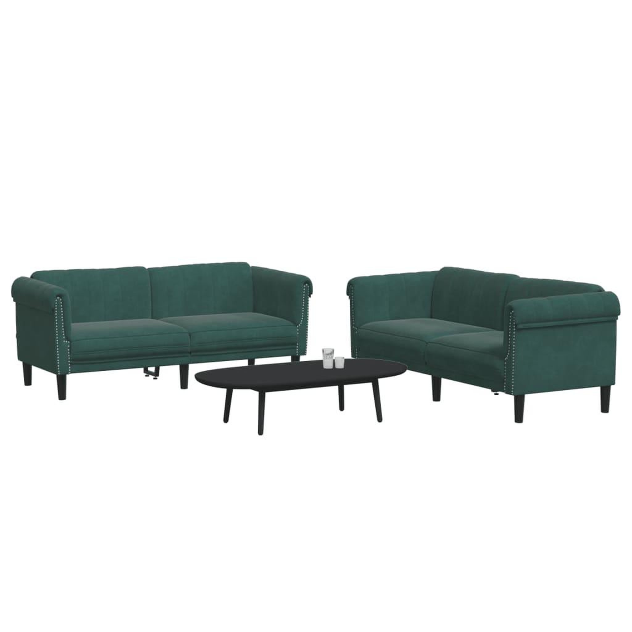 Voir la diapositive 3 : VIDAXL Ensemble de canapes 2 pcs vert fonce velours