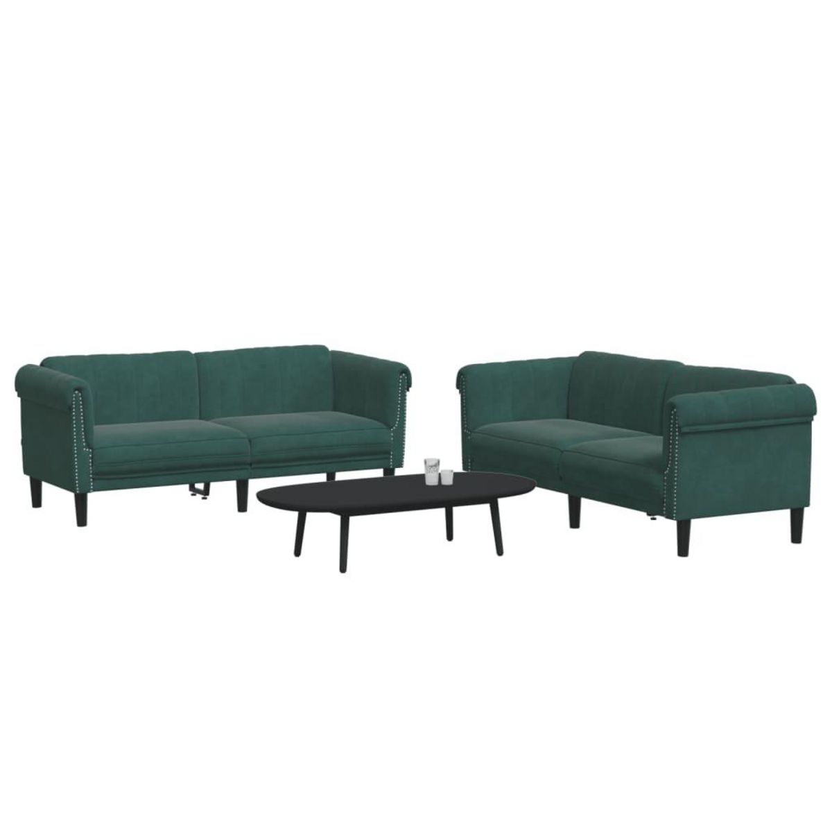 VIDAXL Ensemble de canapes 2 pcs vert fonce velours