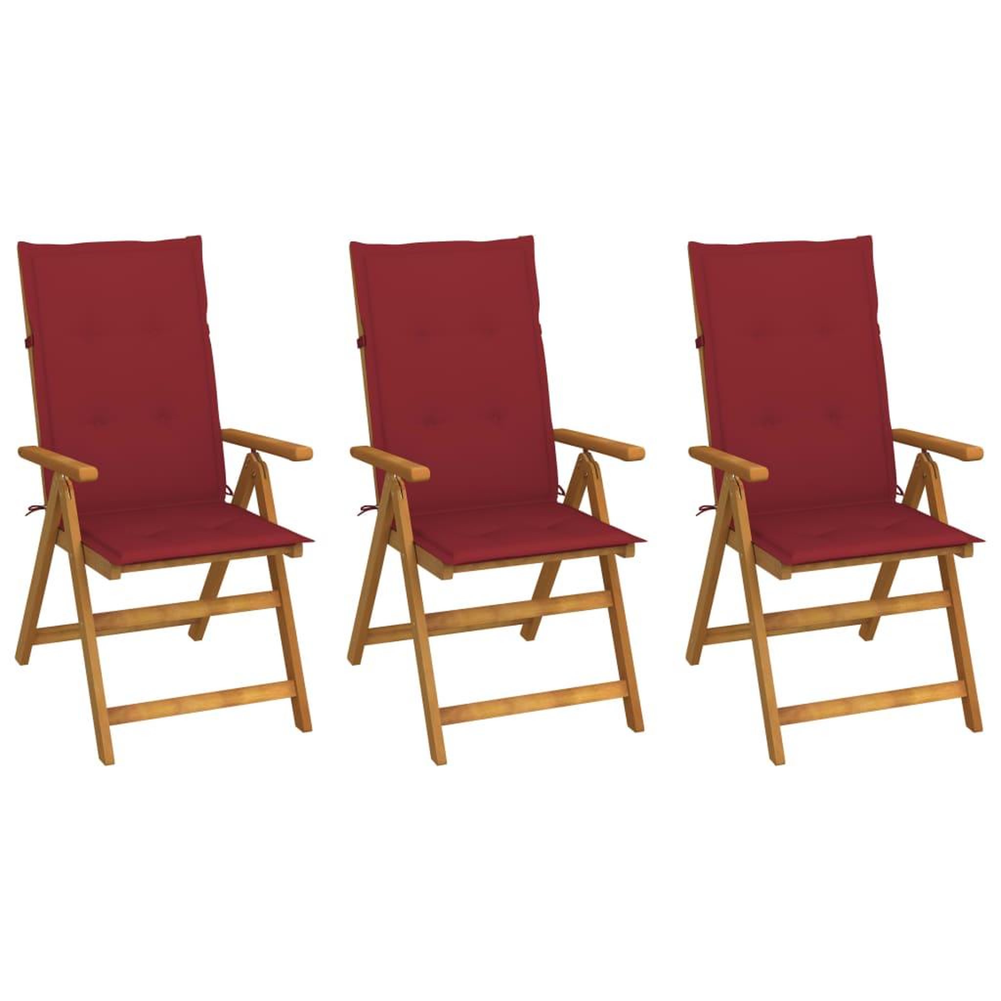 Voir la diapositive 1 : VIDAXL Chaises pliables de jardin lot de 3 avec coussins Bois d'acacia